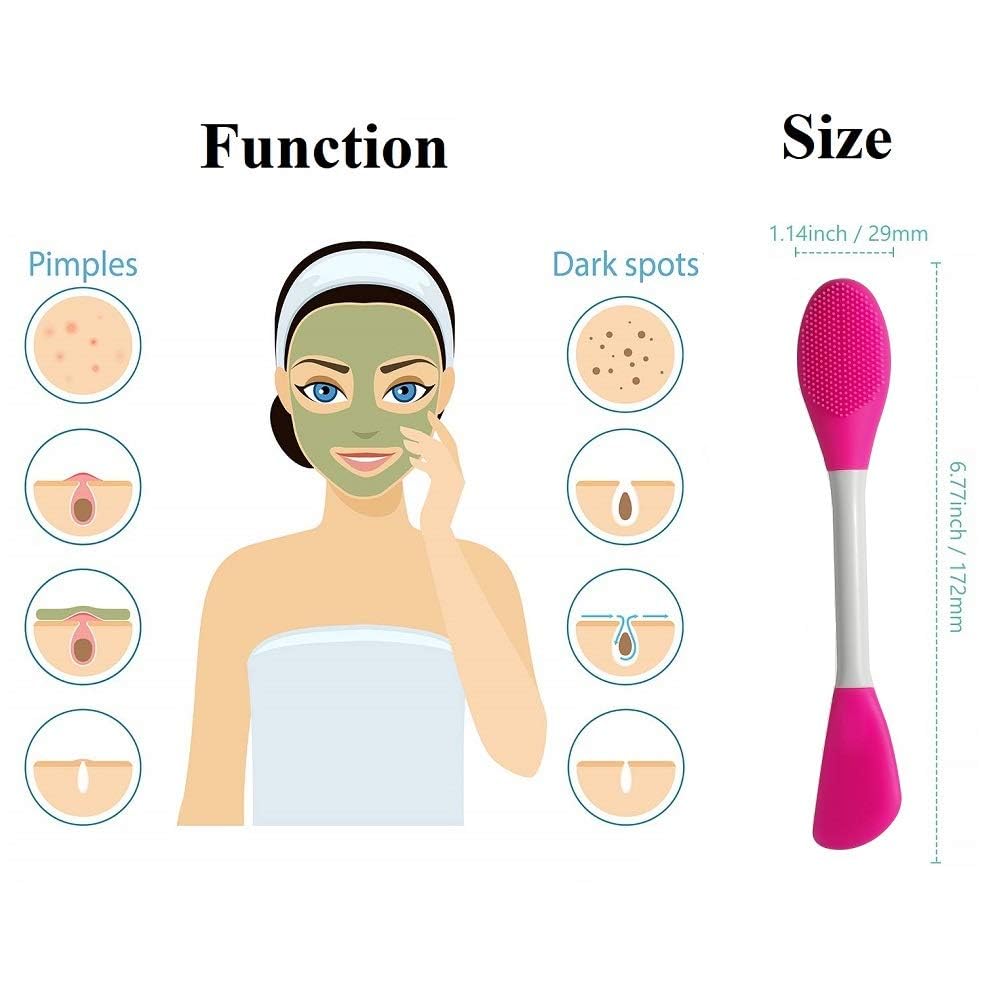 Zoxito Double-Ended Silicone Face Mask Brush - Professional Makeup Applicator for Mud, Clay & Charcoal Masks | Soft Beauty Tool for Cream & Lotion Application | Perfect for Spa, Home Facial & Skincare Routine