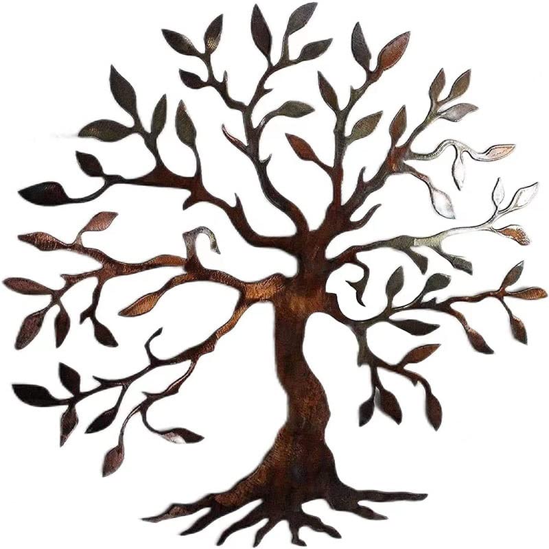 JILIP Olive Tree Metal Wall Art - 3D Abstract Metal Tree Sculpture for Home & Office Decor, 35cm/13.8 Inch - Perfect for Living Room, Bedroom, or Office Wall Decoration