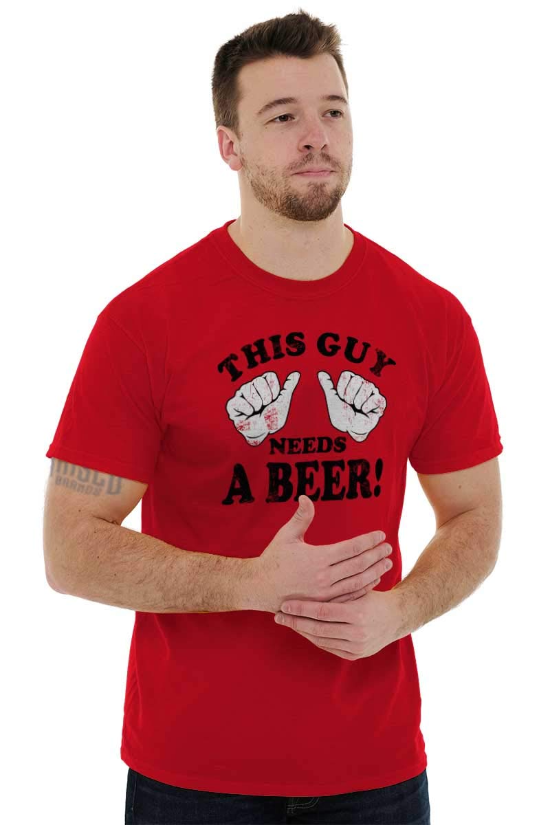 Funny Drinking Men's Graphic T-Shirt - 'This Guy Needs a Beer' Humor Tee for Casual Wear, Parties & Gifts
