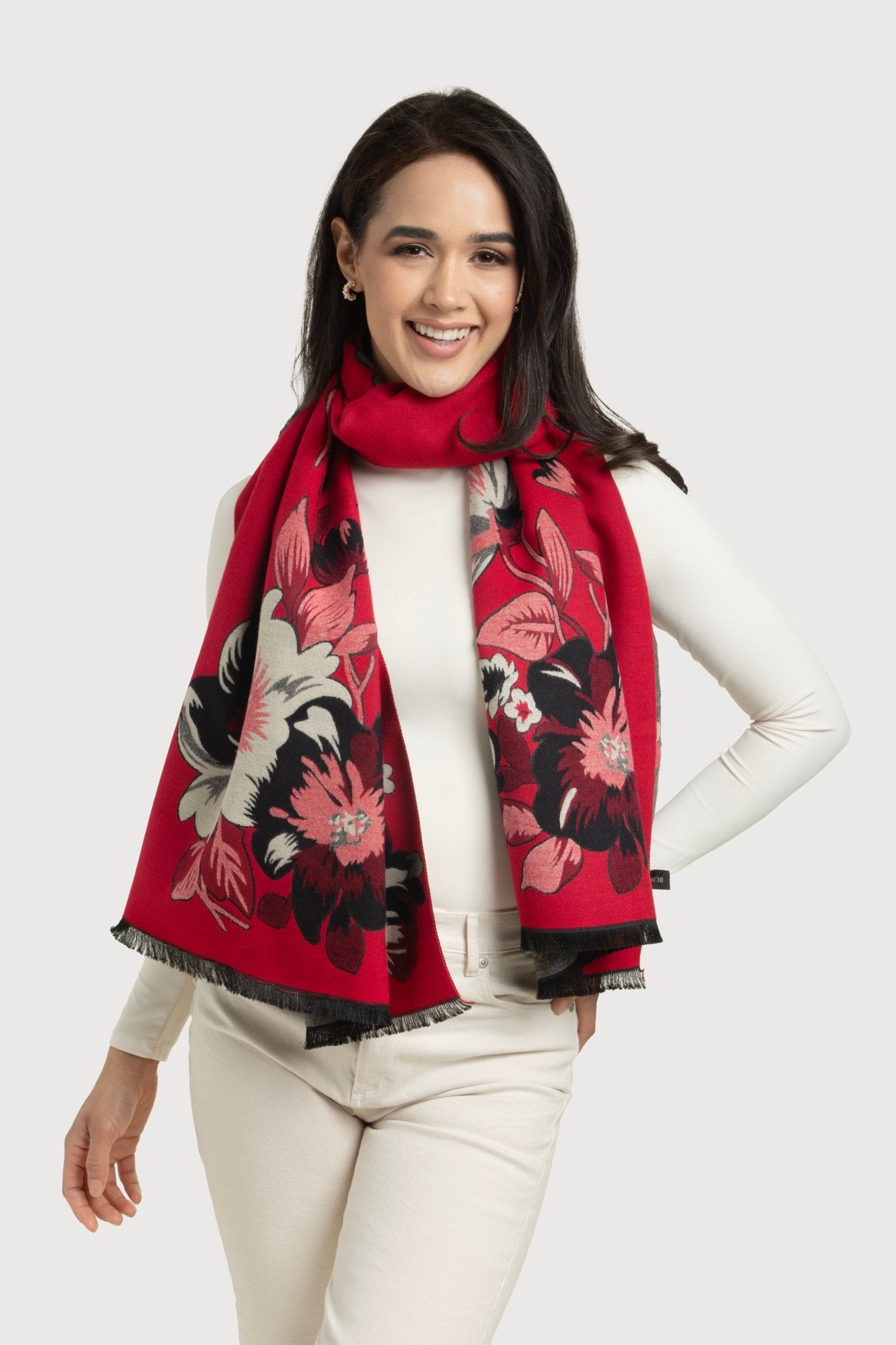 Flower Bloom Reversible Scarf - Soft Lightweight Womens Fashion Accessory for Spring Summer Outfits, Travel & Special Occasions