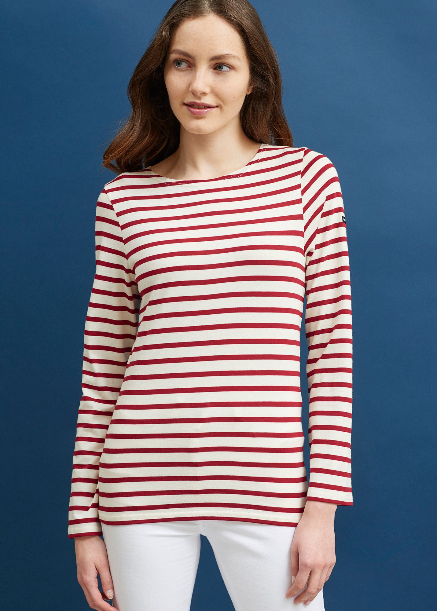 MINQUIERS MODERN Authentic Breton Stripe Shirt for Men | Soft 100% Cotton | Classic Fit | ECRU & MAROON Colors | Casual Wear, Office Outfits & Weekend Style