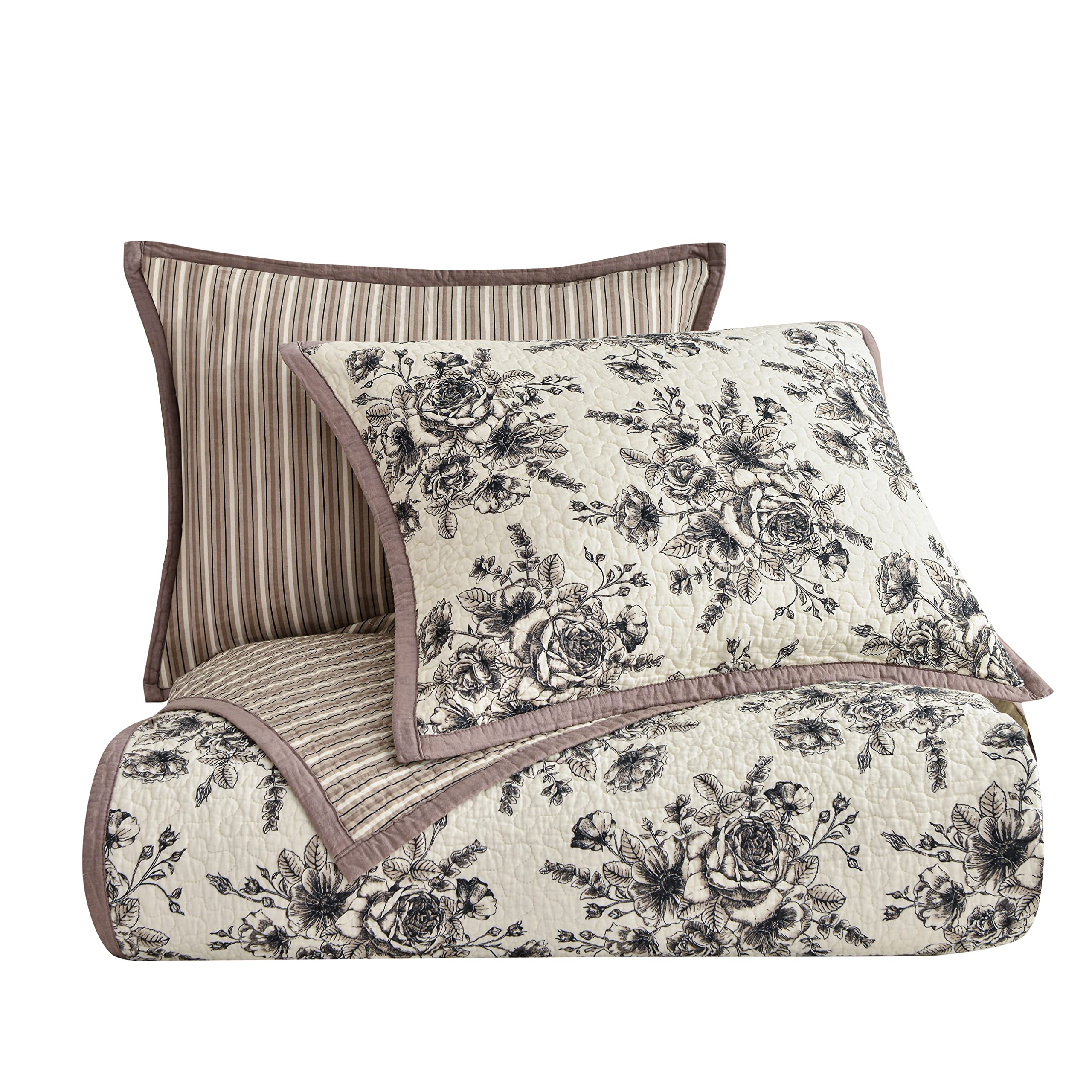 HiEnd Accents Lyla 3-Piece Reversible Floral Cotton Quilt Set with Pillow Shams - Super Queen Size, Luxury Farmhouse Bedding for Romantic Bedroom Decor | Perfect for Master Bedrooms, Guest Rooms & Cozy Farmhouse Styling
