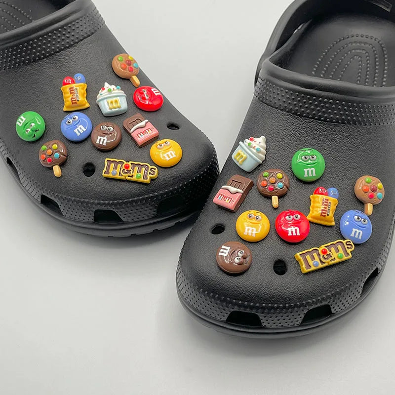 11Pcs Funny Letter M Bean Garden Shoe Charms - Cute Candy Decor Pins for Kids Sandals & Slippers Accessories - Perfect for DIY Shoe Decor, Birthday Gifts and Summer Fashion
