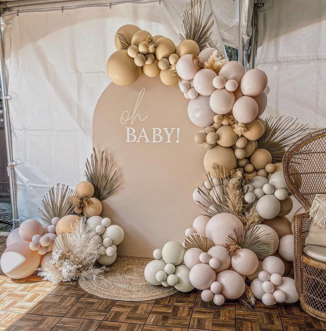 Double Stuffed White & Beige Balloons Garland Kit - Neutral Cream Blush Ivory & Apricot Sand Balloons for Baby Shower, Gender Reveal, Birthday, Baptism, Boho Party Decor | Perfect for Wall Backdrops, Ceiling Decor & Photo Booth Props