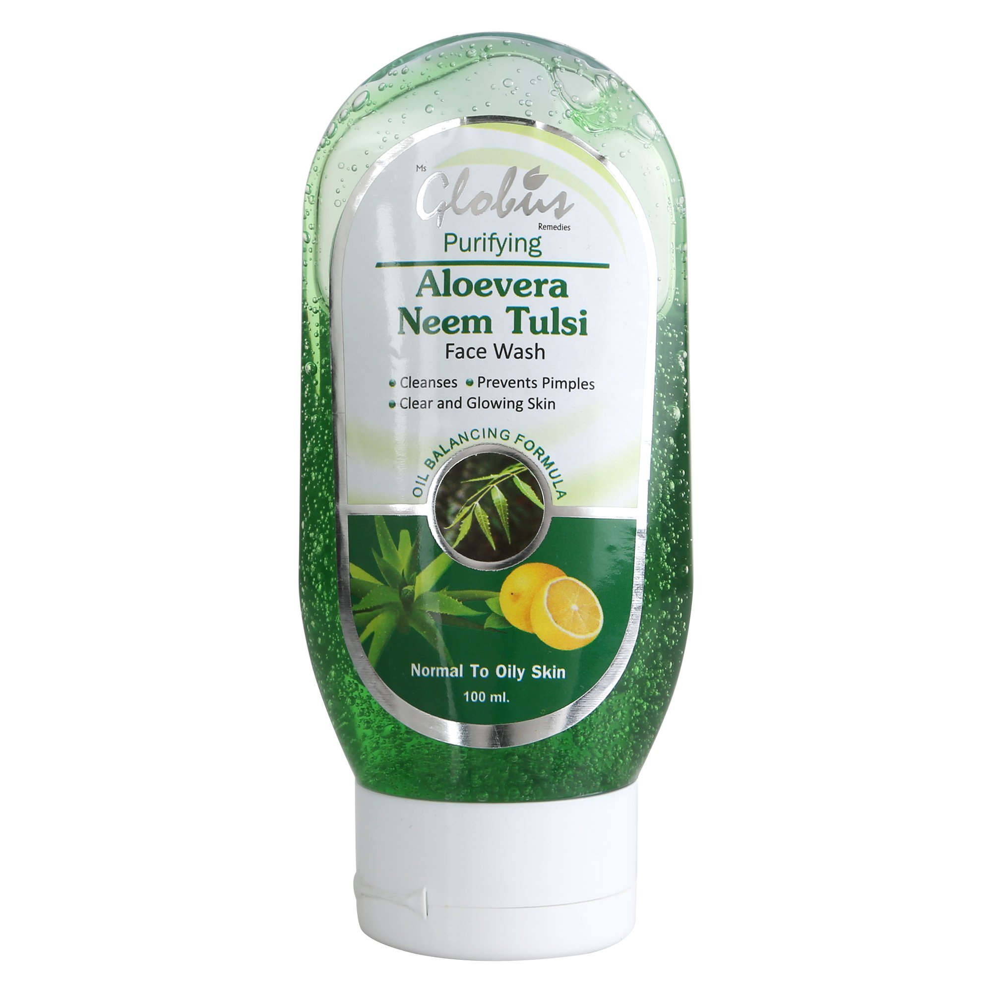 Globus Remedies Aloe Vera Neem Tulsi Face Wash for Acne & Oily Skin - 100ml (Pack of 5) - Gentle Cleansing, Natural Ingredients, Perfect for Daily Skincare Routine