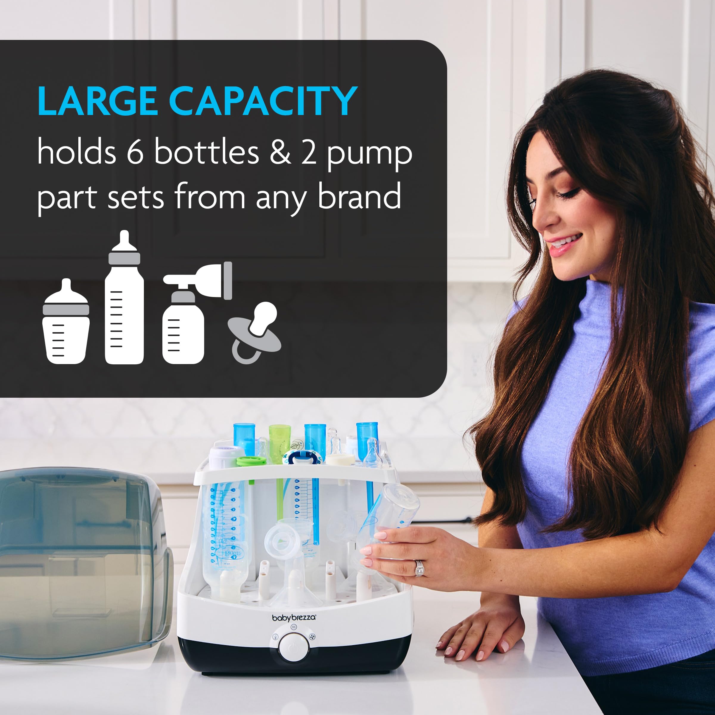 Baby Brezza 10-Minute Electric Baby Bottle Sterilizer and Dryer - Fast Steam Sterilization for All Bottles, Pacifiers & Breast Pump Parts - Perfect for Nursery, Travel & Daily Use