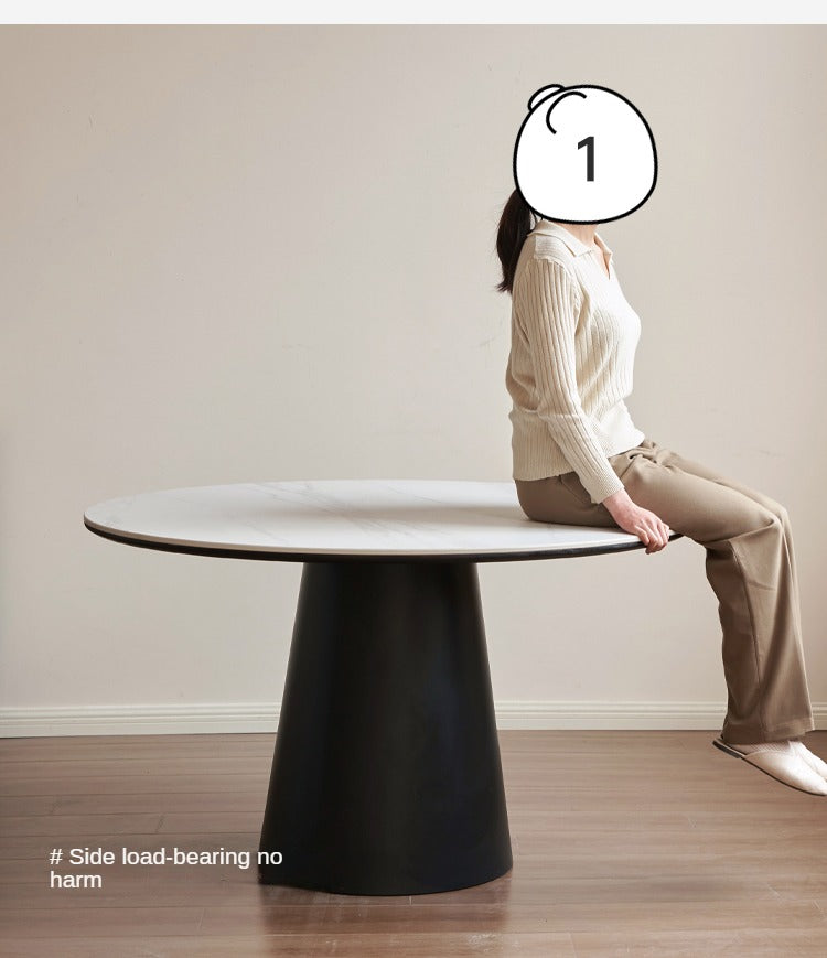 Solid Oak Wood Round Dining Table with Rock Plate - Perfect for Farmhouse, Rustic, and Modern Dining Rooms