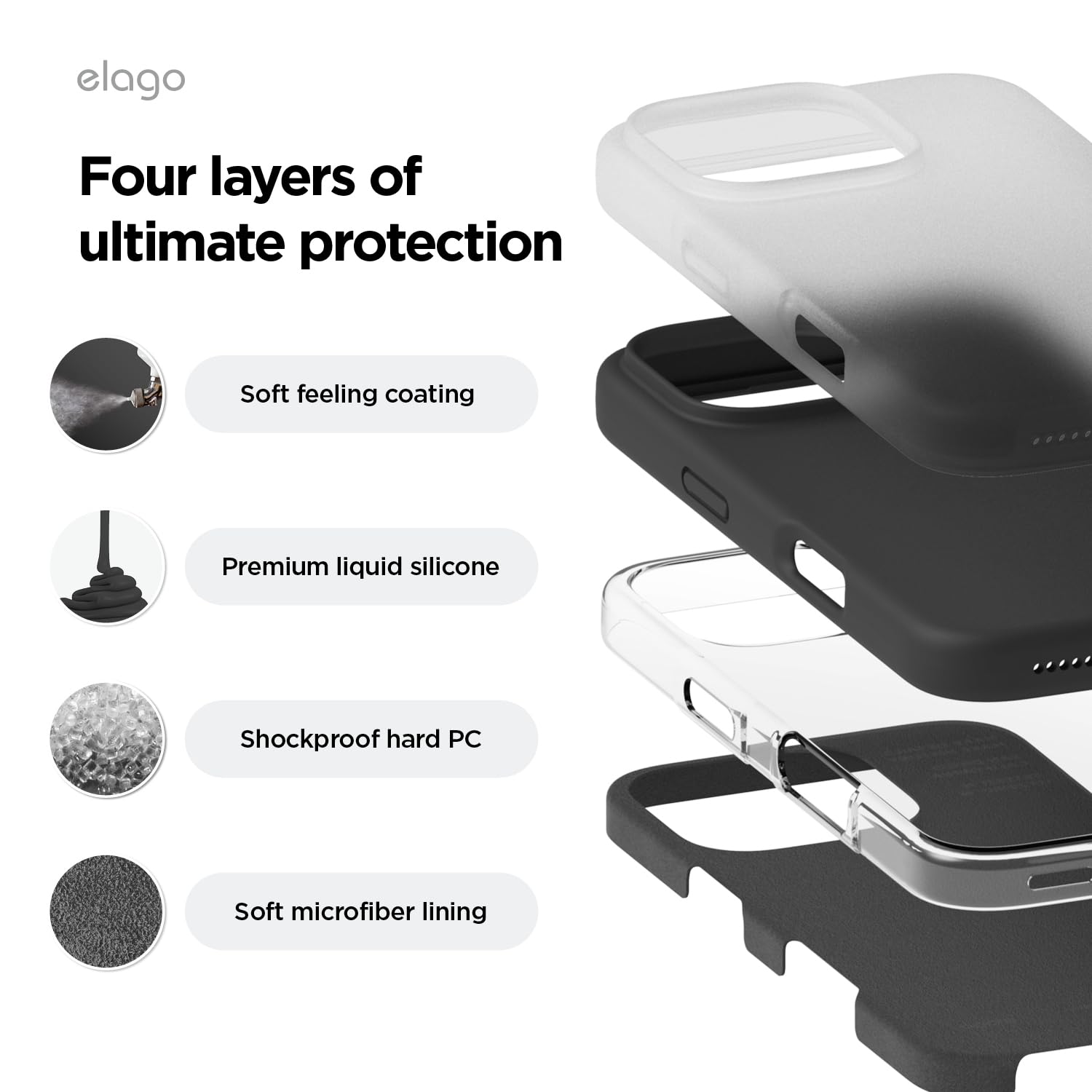 elago iPhone 16 Pro Max Case - Premium Liquid Silicone Shockproof Cover with Soft Microfiber Lining | 6.9 Inch Slim Protective Phone Case (Black) | Perfect for Daily Use, Travel & Outdoor Activities