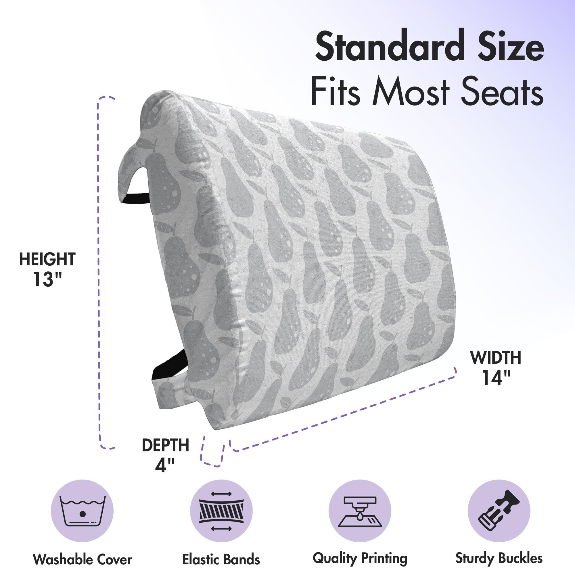 Ambesonne Grey and White Lumbar Support Pillow - High Density Foam for Office Chair & Car Seat - 14