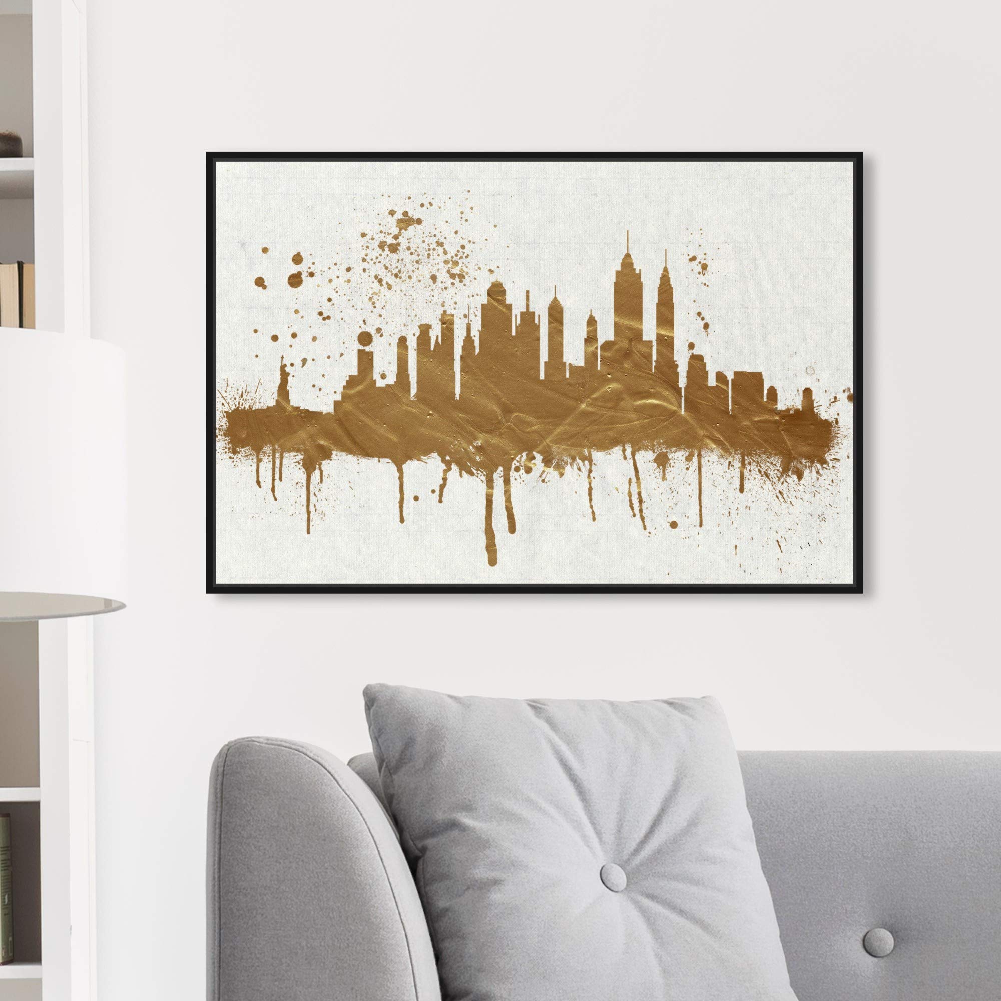 Gold NY Skyline Canvas Wall Art Print - Stunning New York City Skyline Poster for Home & Office Decor - Perfect for Living Room, Bedroom, or Gift
