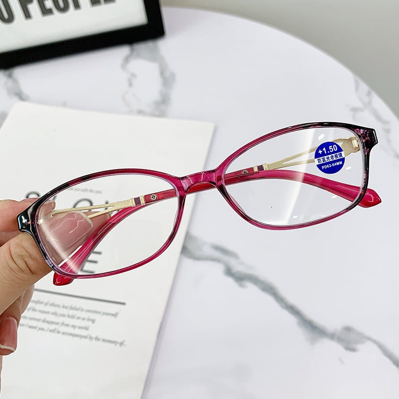Stylish Women's Lightweight Metal Blue Light Blocking Reading Glasses - Perfect for Computer Work, Online Shopping & Digital Eye Strain Relief