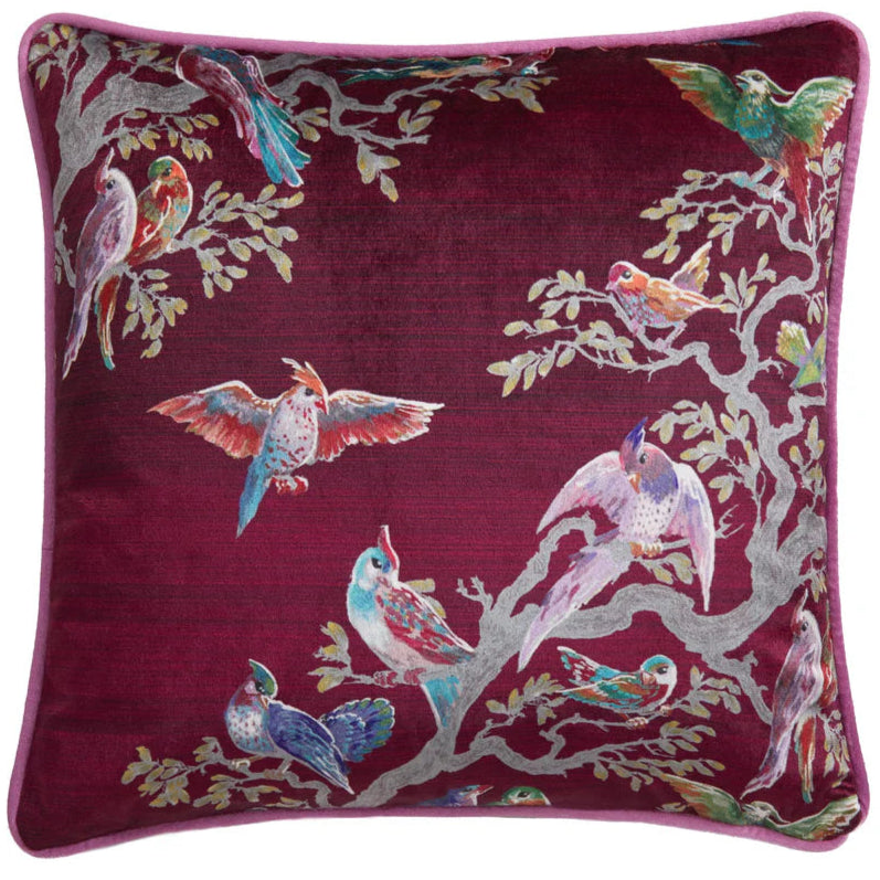 Laurence Llewelyn Bowen Birdity Absurdity Decorative Throw Pillow Cover - Pink Floral Design Home Decor for Living Room, Bedroom & Sofa