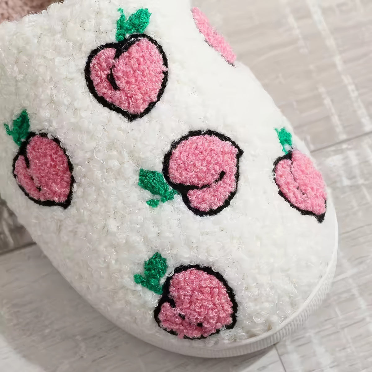 Cute Peach Soft Plush House Slippers for Women - Cozy Indoor Slippers for Home, Dorm & Lounge Wear