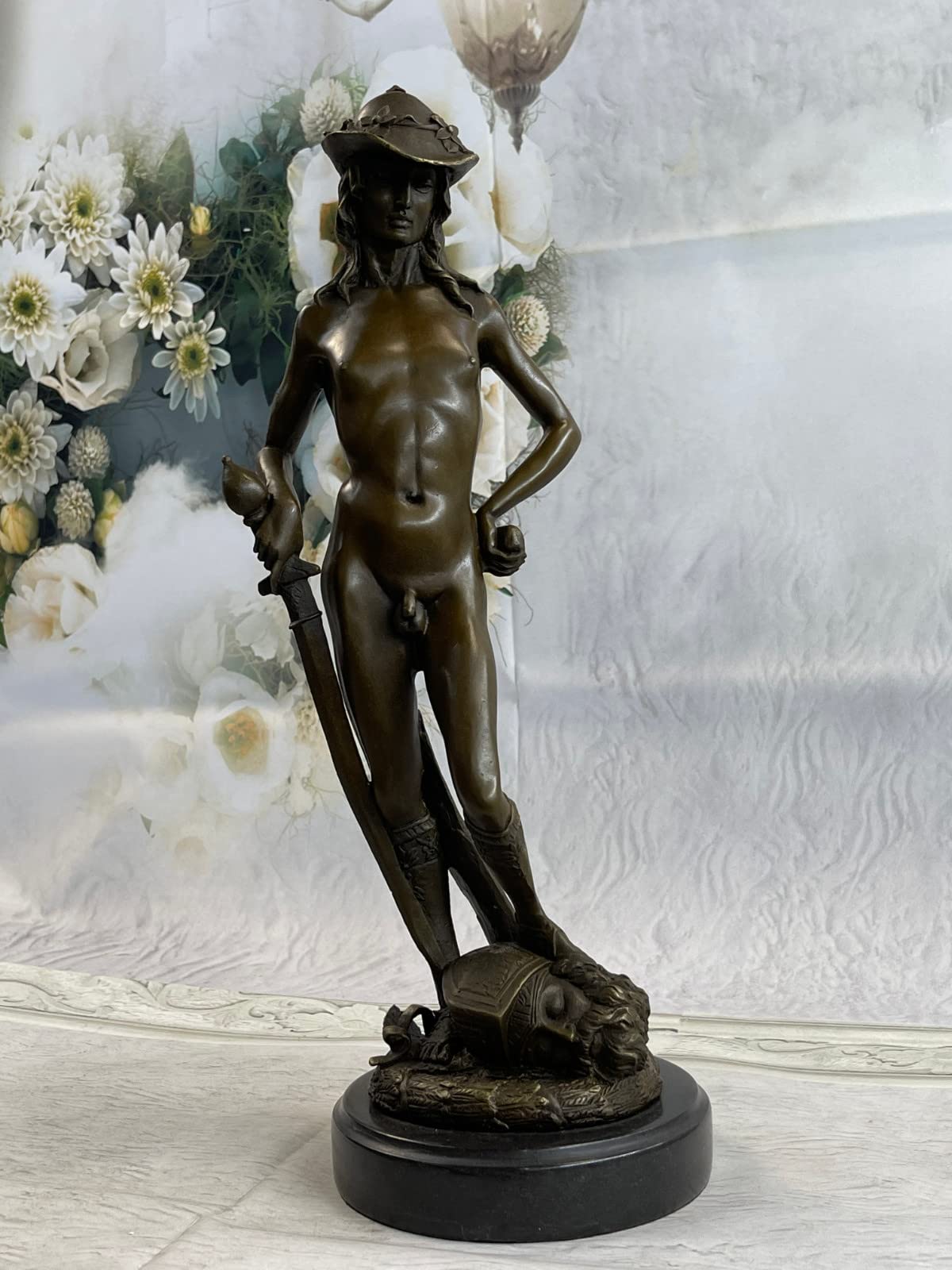Statue of David by Donatello - 100% Solid Bronze Sculpture for Home & Office Decor | Renaissance Art, Italian Masterpiece, Elegant Gift for Art Lovers