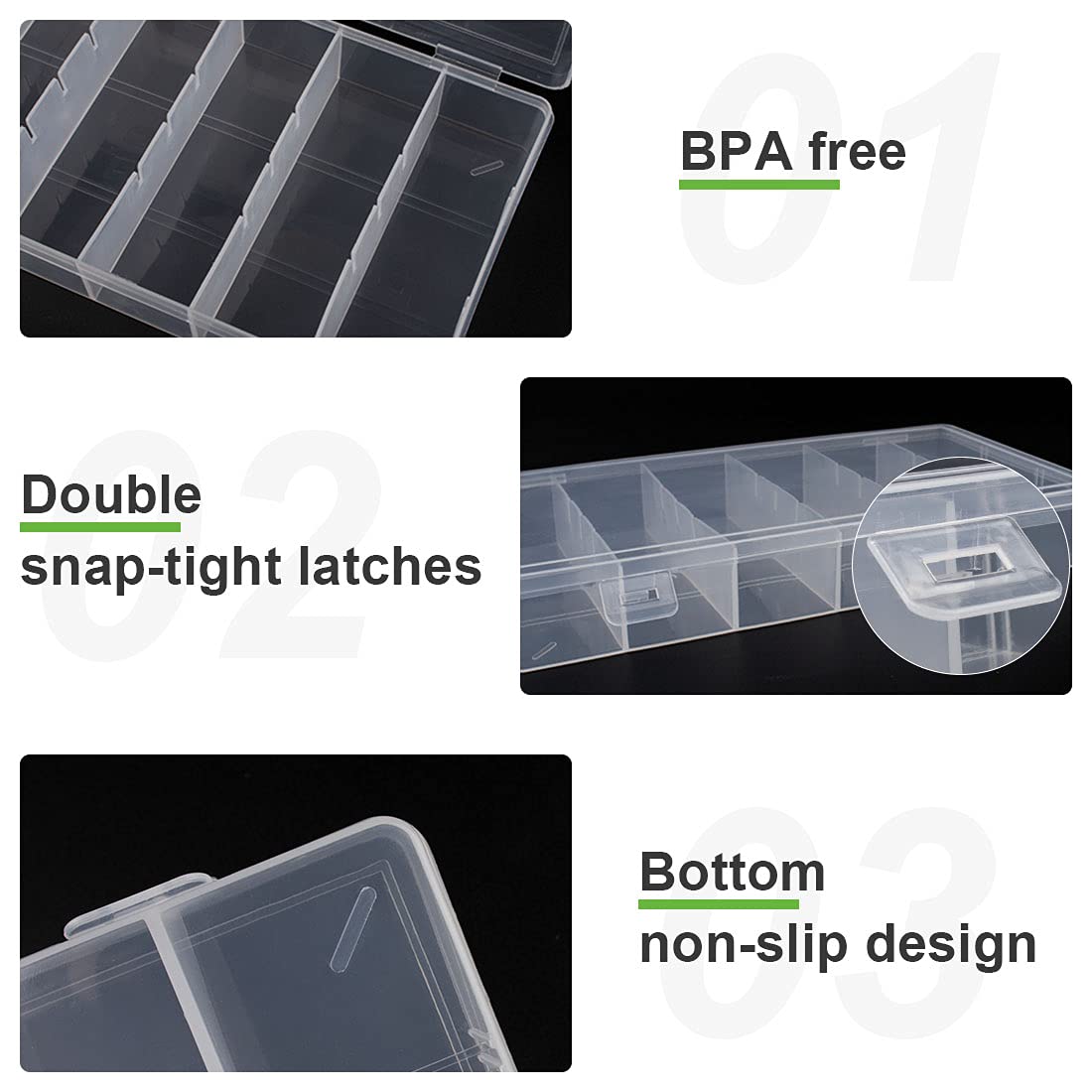 Clear Plastic Storage Box 2-Pack - Cosmetic & Makeup Organizer, Fishing Tackle Box, Jewelry & Hardware Accessories Container - Perfect for Home, Office & Travel Organization