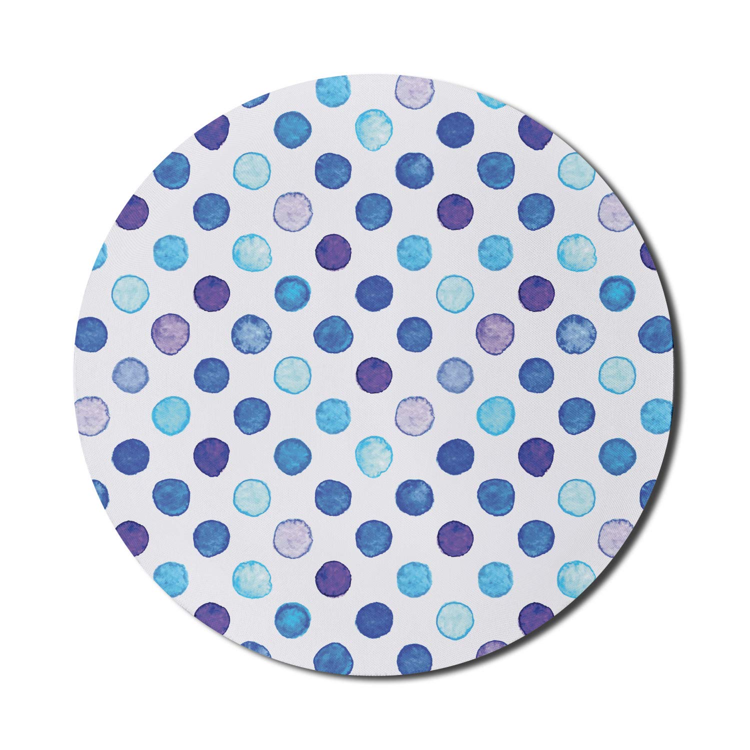 Ambesonne Watercolor Mouse Pad - Vintage Polka Dot Design in Blue Tones, Non-Slip Thick Rubber Base, 8 Inch Round Gaming Mousepad for PC, Laptop, Office & Home Use | Perfect for Work, Gaming & Decor