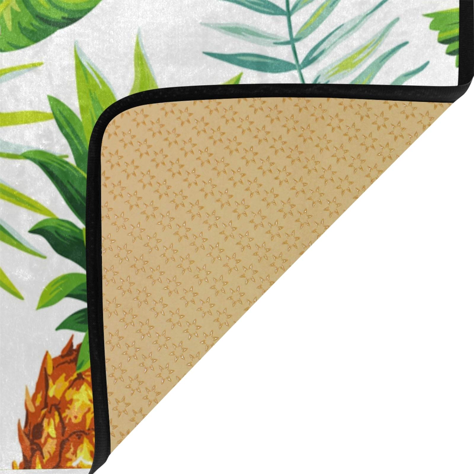 Non-Slip Pineapple Tropical Kitchen Rug - 39x20 Inch Soft Bath Mat with Palm Leaf Design for Home Decor, Living Room, Bedroom & Entryway - Perfect for Beach House, Summer Decor & Vacation Vibes