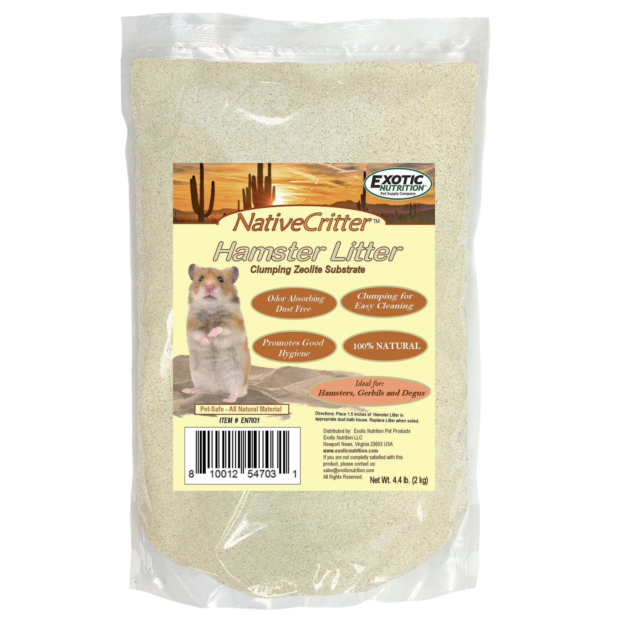 Premium Hamster Litter 4.4 lb - Natural Odor Control Small Pet Bedding for Hamsters, Gerbils & Mice | Cage Liner, Nesting Material & Odor Absorber for Small Animal Habitats