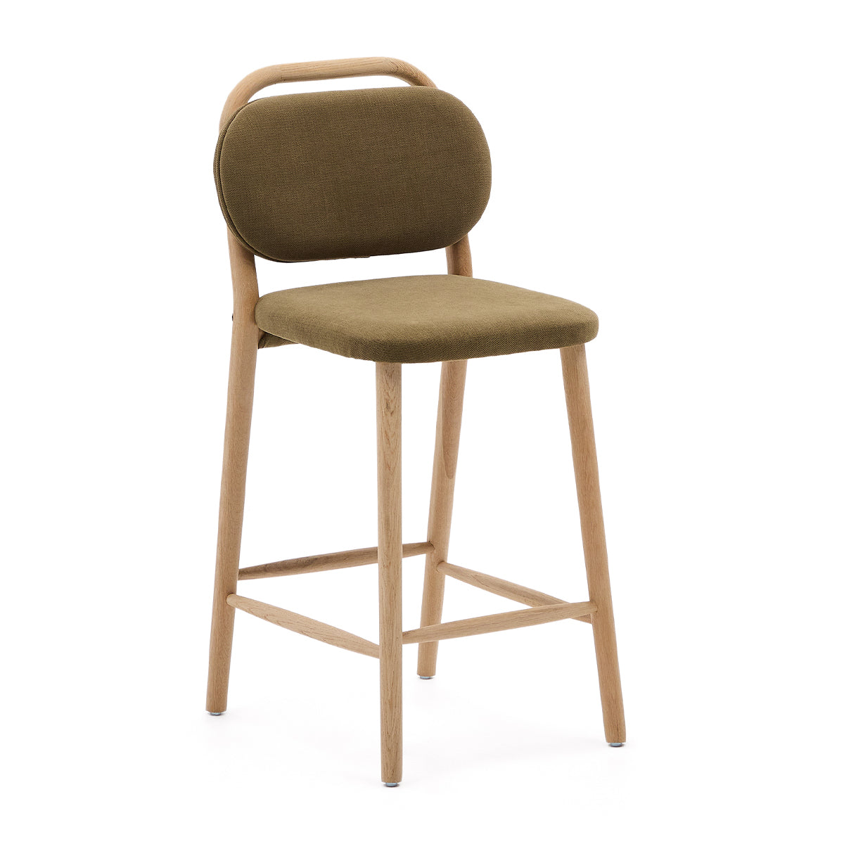 Kave Home Helda Bar Stool - Modern Adjustable Counter Height Stool for Kitchen Island, Breakfast Bar & Home Decor - Comfortable PU Leather Seat with Metal Base