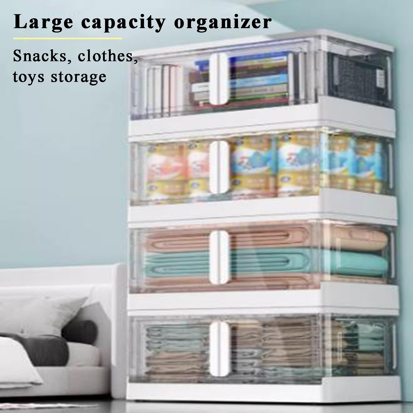 Clear Plastic Storage Bins with Lids - Stackable Organizing Bins with Wheels & Open Front Design - Perfect for Dorm Room, Closet, Garage & Office Organization