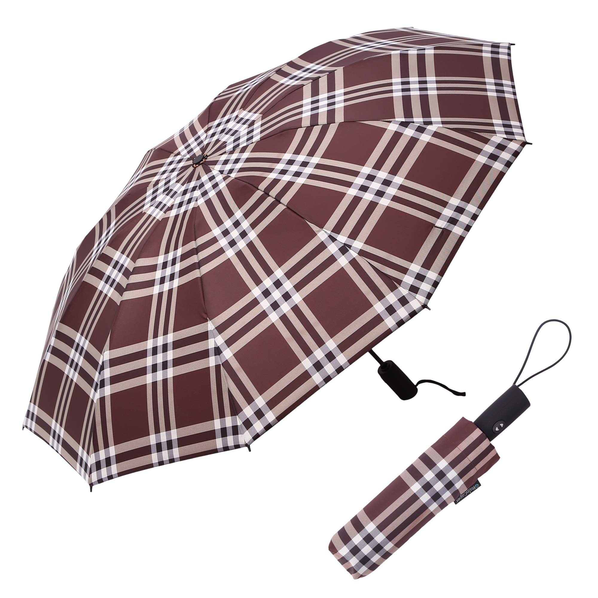 RainCaper Compact Folding Travel Umbrella - Windproof & Lightweight for Men & Women - Perfect for Commuting, Hiking & Outdoor Adventures
