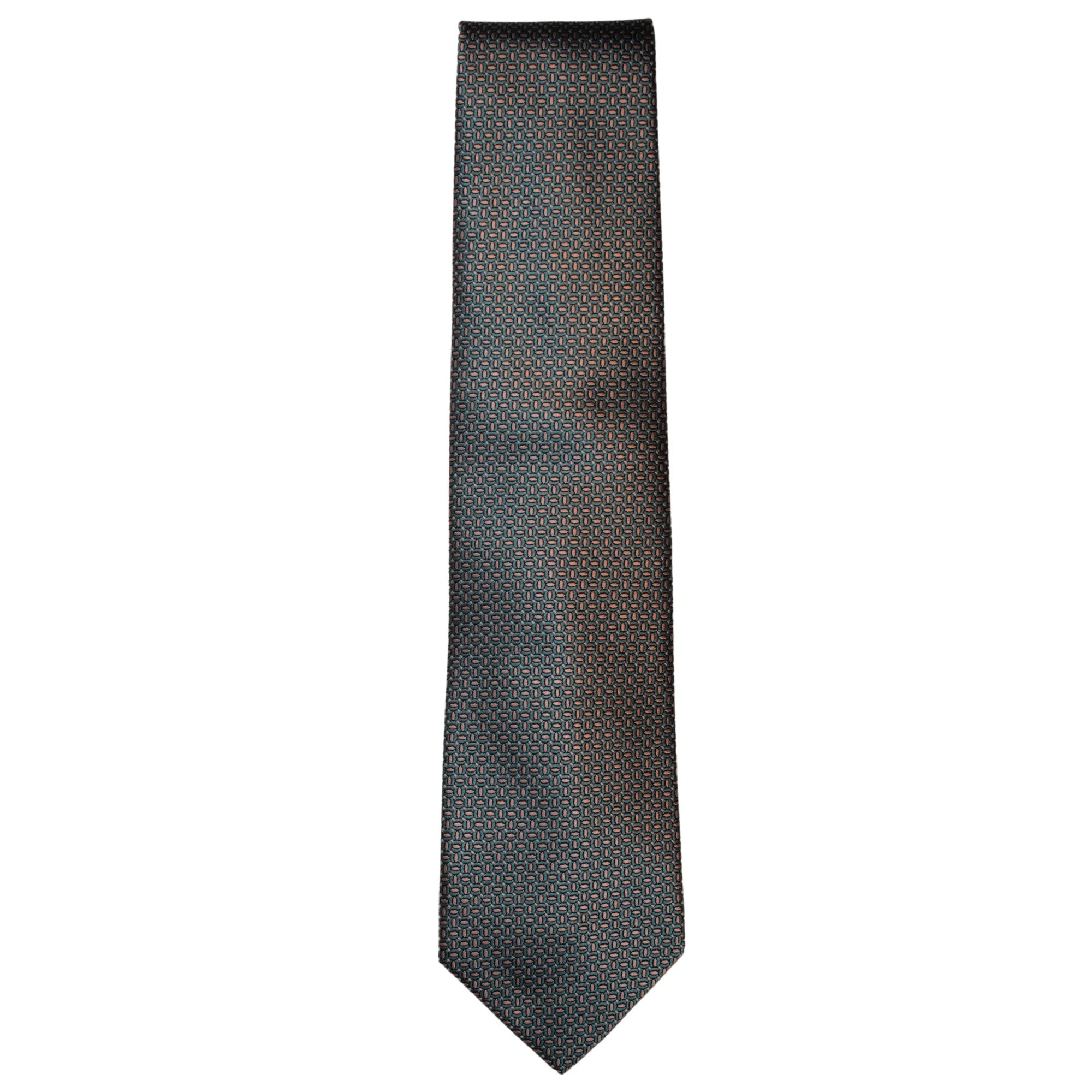 ZILLI Luxury Printed Silk Tie for Men - Elegant Teal Blue Necktie - Perfect for Weddings, Business Meetings & Formal Events