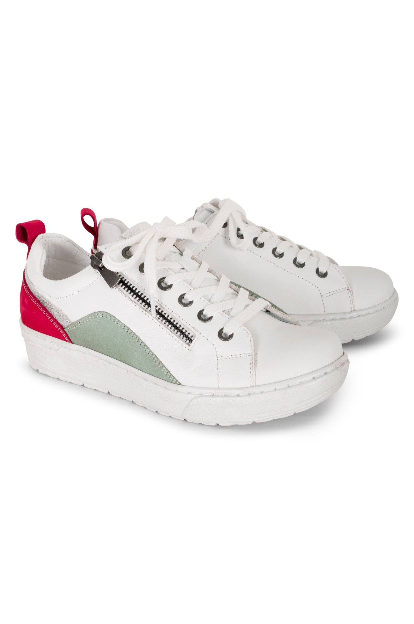 Orthotic Friendly Leather Sneakers for Women - White & Mint Comfort Walking Shoes | Supportive Arch Design for All-Day Wear | Perfect for Work, Travel & Casual Outings