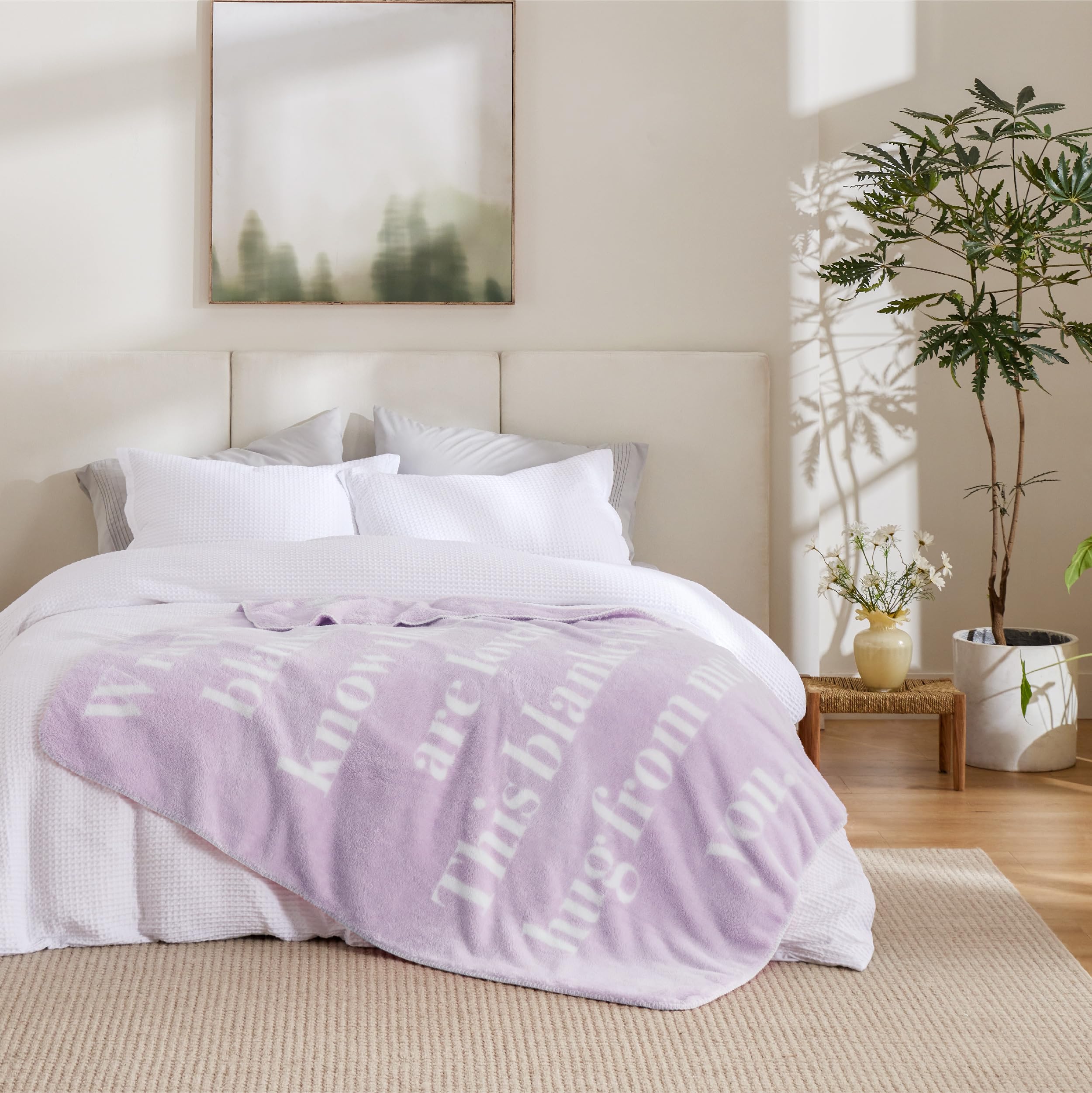 Bedsure Purple Inspirational Throw Blanket for Women - 50x60 Inch Soft Healing Blanket with Uplifting Words, Perfect Get Well Gift for Surgery Recovery, Cancer Care, Elderly & Adults - Ideal for Comfort, Relaxation & Emotional Support at Home or Hospital