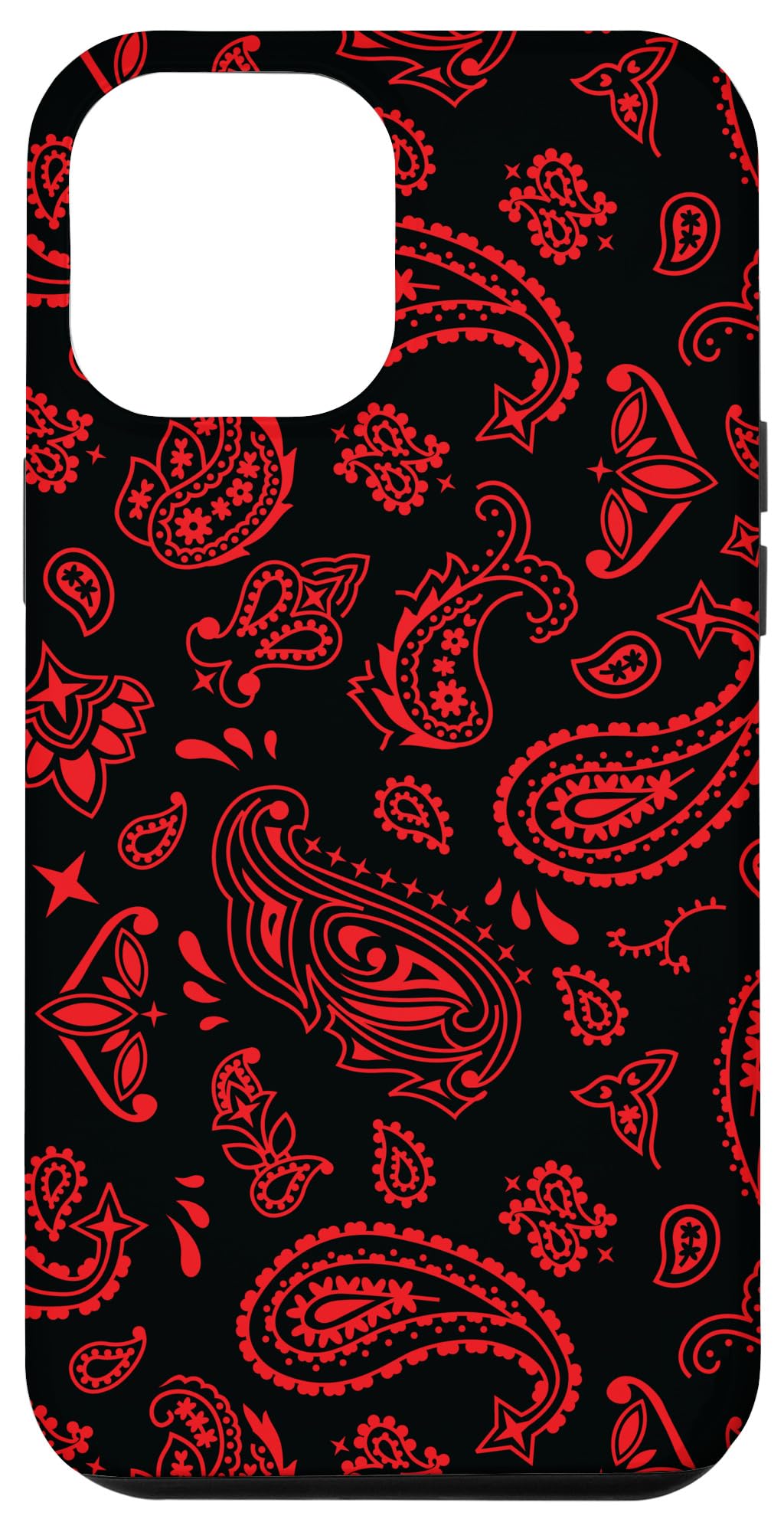 iPhone 12 Pro Max Case - Classic Black with Red Paisley Bandana Design | Shockproof Protective Cover for Everyday Use, Travel & Outdoor Activities