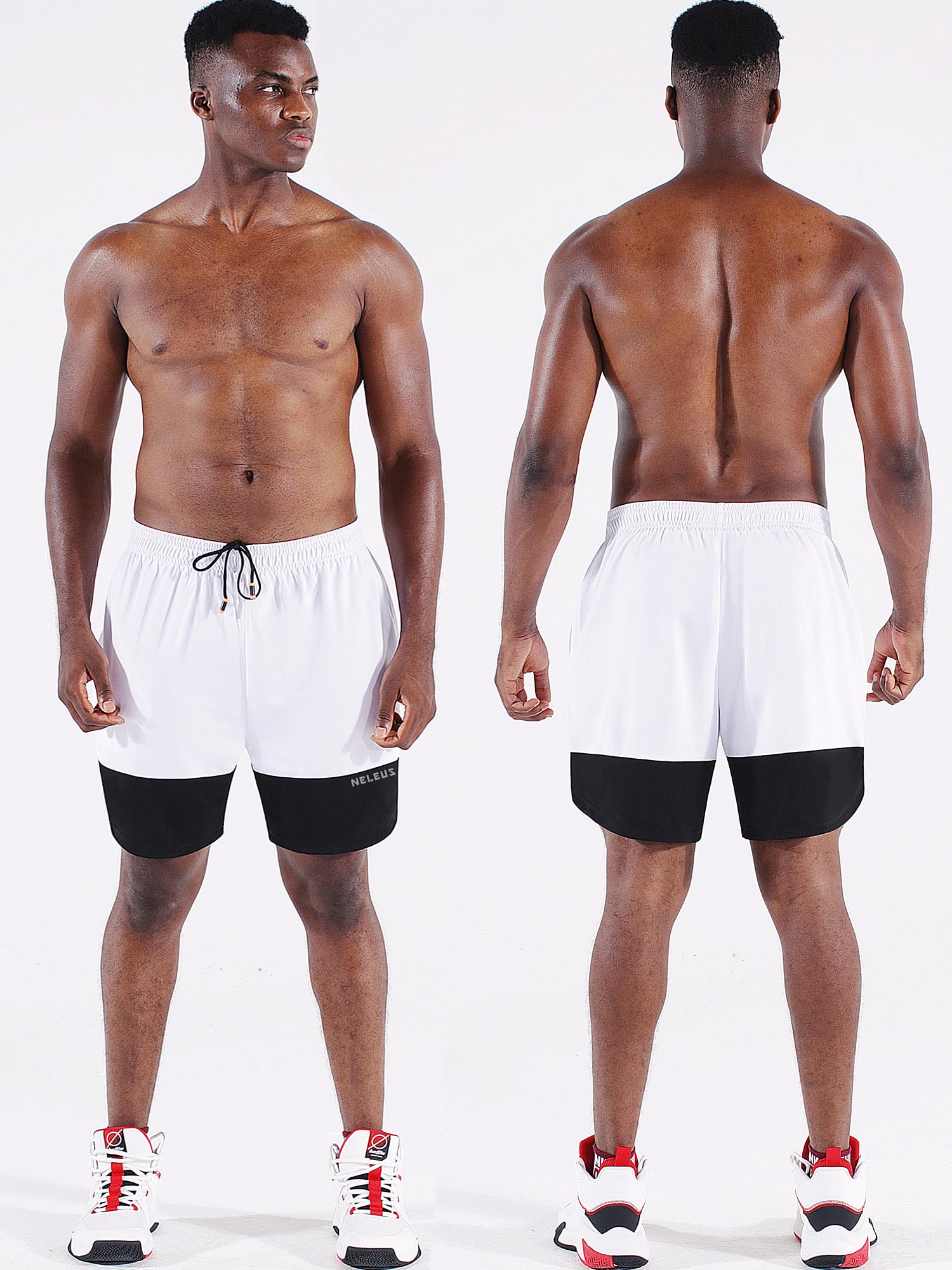 NELEUS Men's 2-in-1 Running Shorts with Built-in Liner - Quick Dry Athletic Workout Shorts with Pockets for Gym, Jogging & Outdoor Sports