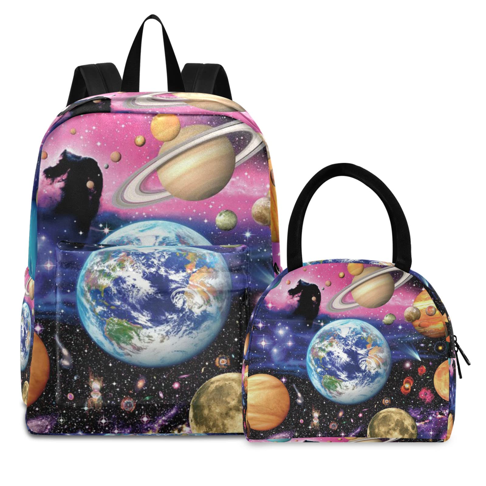 Space Themed Backpack for Girls - Kids School Backpack with Lunch Bag Set | Perfect for School, Travel & Outdoor Adventures