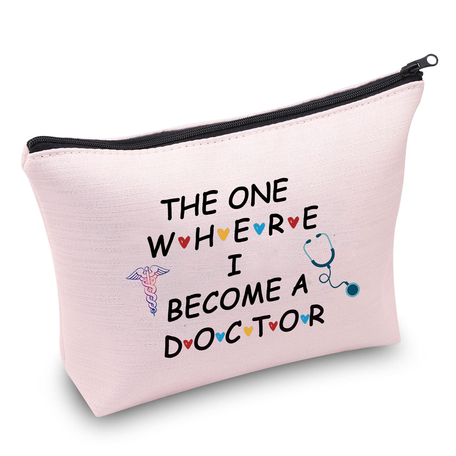 Premium Doctor Graduation Gift Makeup Bag - 'The One Where I Become a Doctor' Cosmetic Pouch for Medical Students & New Doctors | Perfect for Clinical Rotations, Hospital Shifts & Daily Use