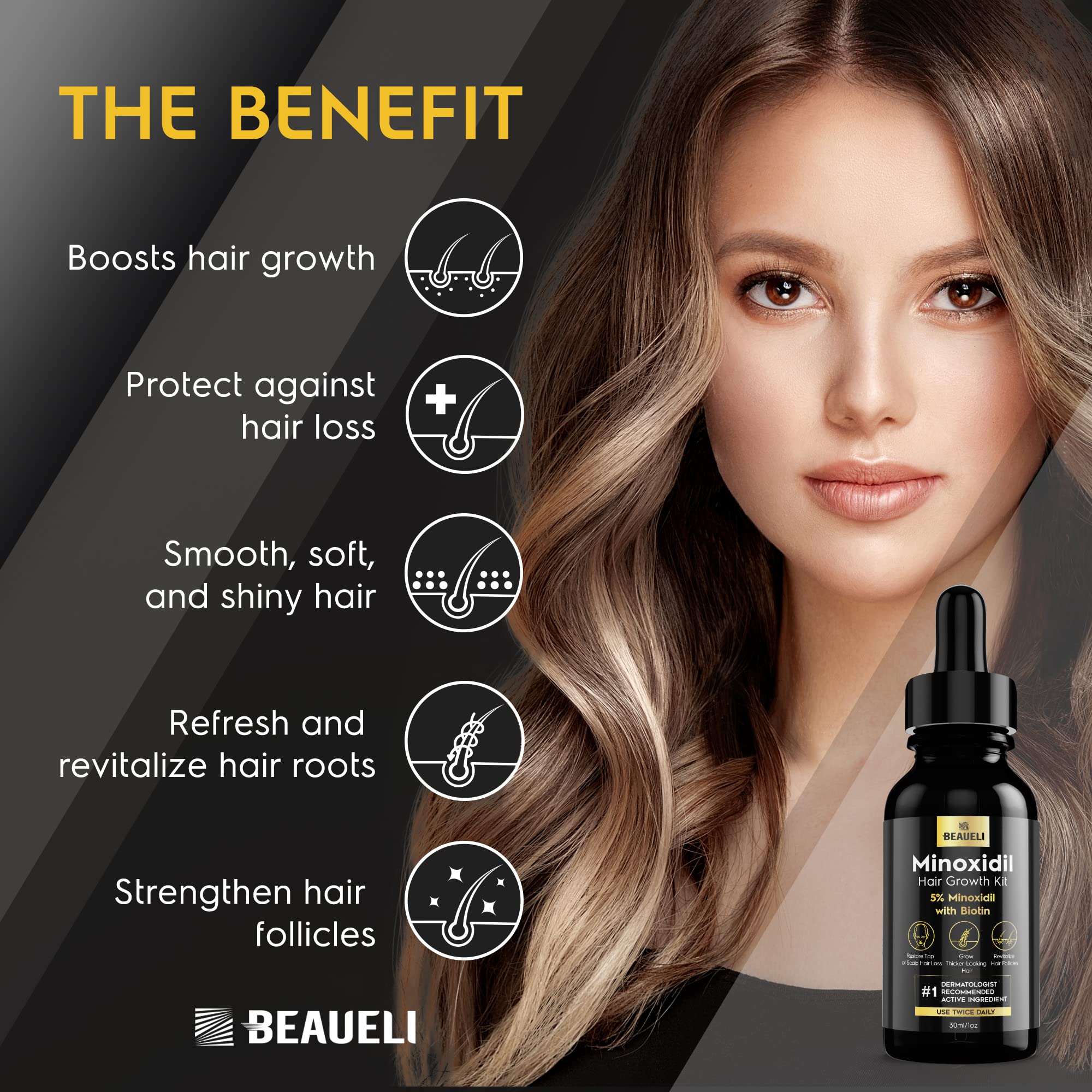 5% Minoxidil Hair Growth Treatment for Men & Women - Extra Strength Hair Loss Serum for Faster, Stronger, Thicker Hair - 3 Pack (1oz Bottles) - Perfect for Daily Use & Revitalizing Thinning Hair at Home