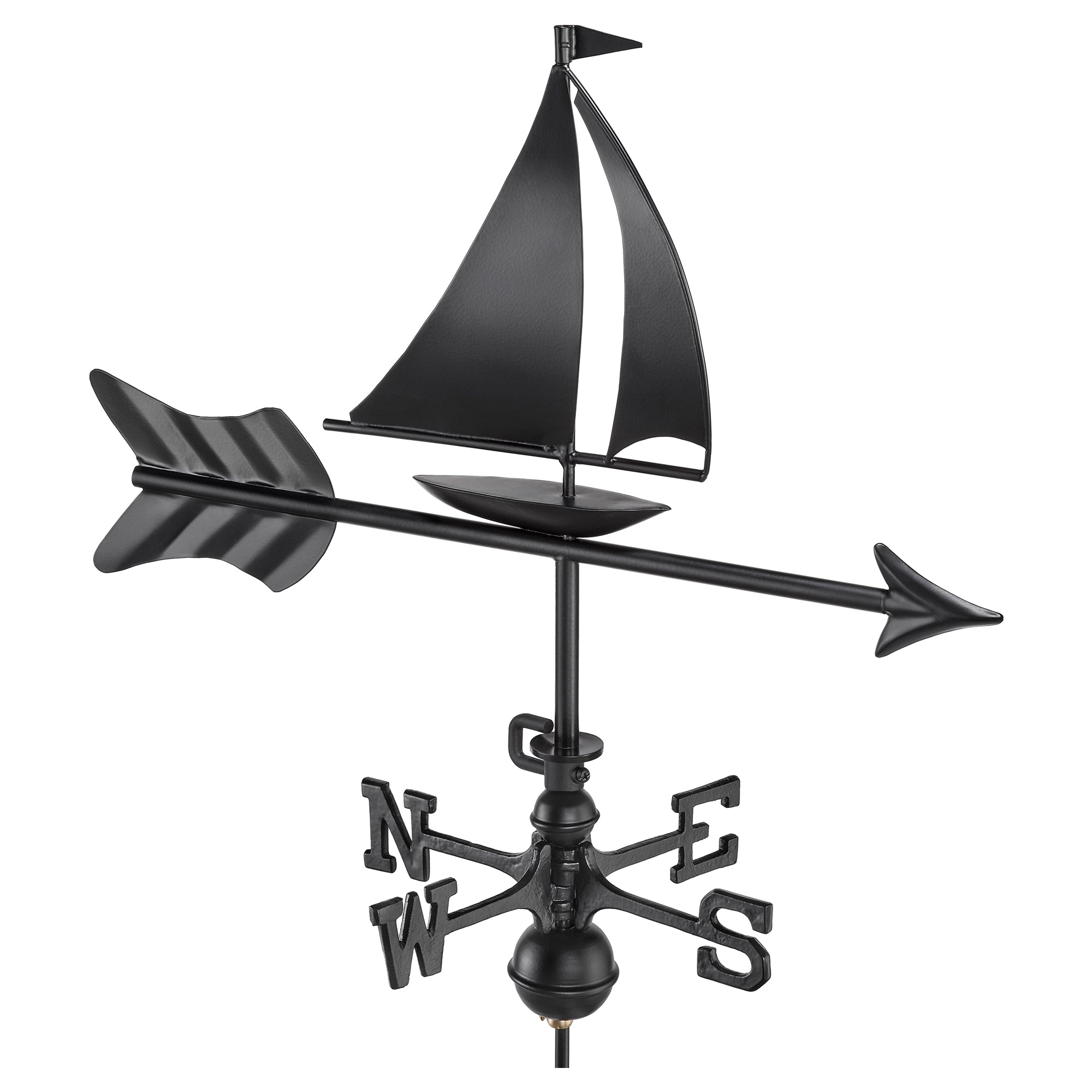 Black Aluminum Sailboat Weathervane for Garden - Nautical Outdoor Decor for Yard, Patio, or Farmhouse - Perfect for Coastal & Beach House Themes