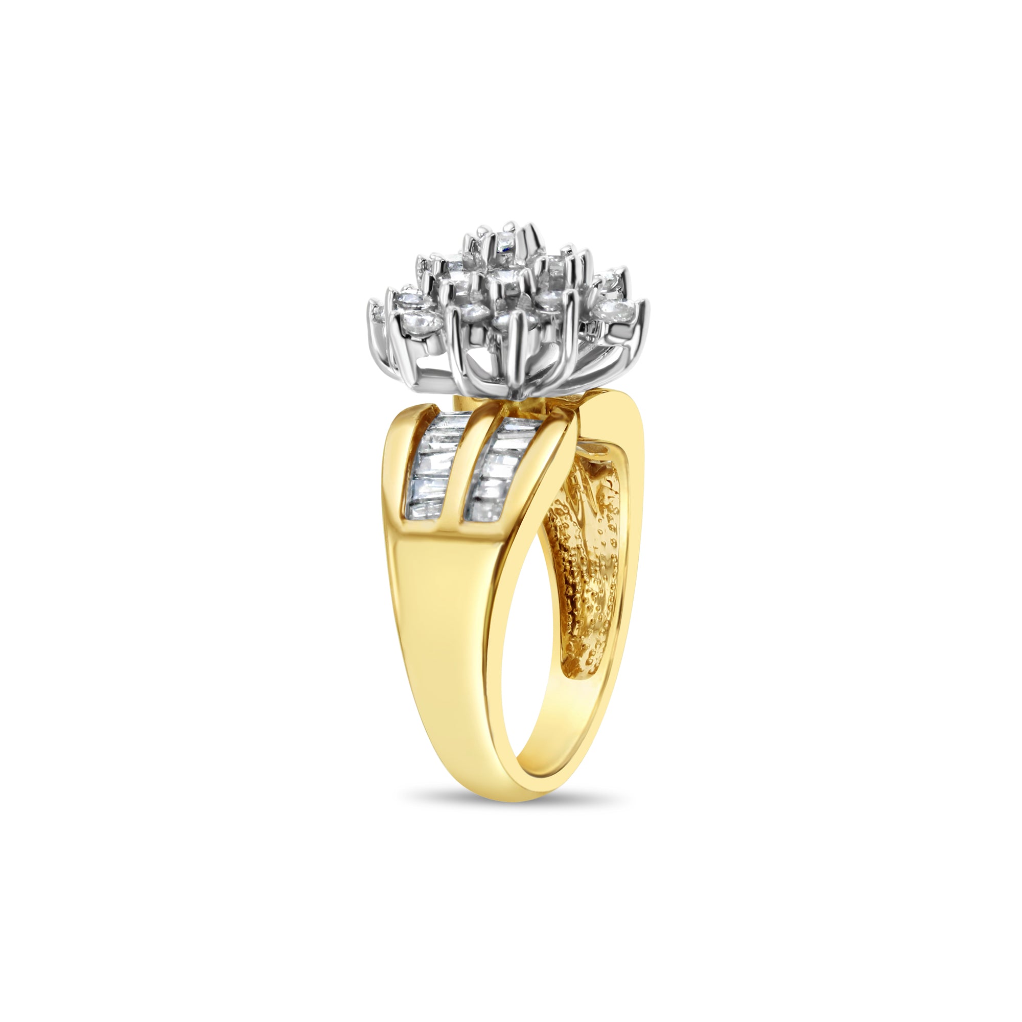 2 Carat Diamond Cluster Engagement Ring in 14K Yellow Gold - Perfect for Proposals, Anniversaries & Bridal Jewelry