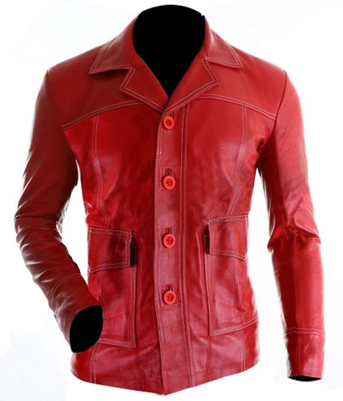 **Men's Tyler Durden Brad Pitt Fight Club Red Faux Leather Jacket - Retro Motorcycle Biker Coat for Halloween, Cosplay & Casual Wear**