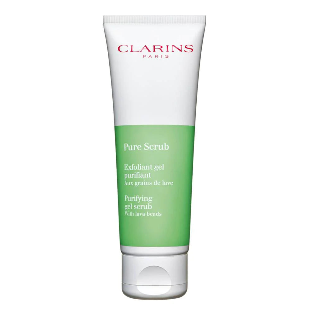 Clarins Pure Scrub - Purifying Gel Face Scrub with Lava Beads for Deep Cleansing & Exfoliation | Gentle Skincare for Oily & Acne-Prone Skin | Perfect for Daily Facial Routine & Pre-Makeup Prep