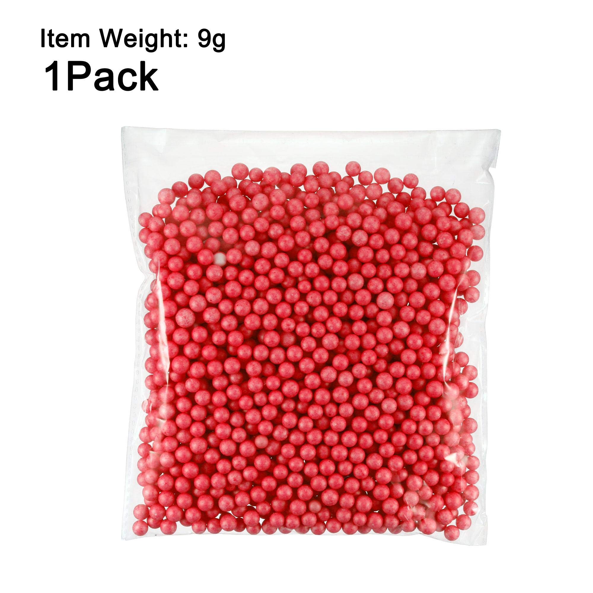 uxcell 1 Pack 0.3 Inch Red Polystyrene Foam Ball Beads - Round Craft Beads for DIY Arts, Party Decorations, Vase & Pillow Fillings - Perfect for Home Decor, School Projects, and Creative Crafting