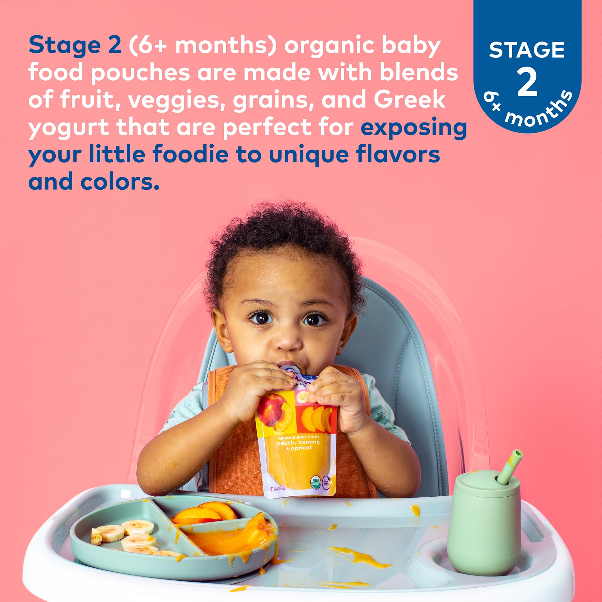 Organic Baby Food Pouch - Plum Organics Stage 2 with Apple, Plum, Berry & Barley - 3.5 oz (Pack of 12) | USDA Certified Organic Fruit & Veggie Puree for Babies 6+ Months | Perfect for On-the-Go Feeding, Travel & Snack Time