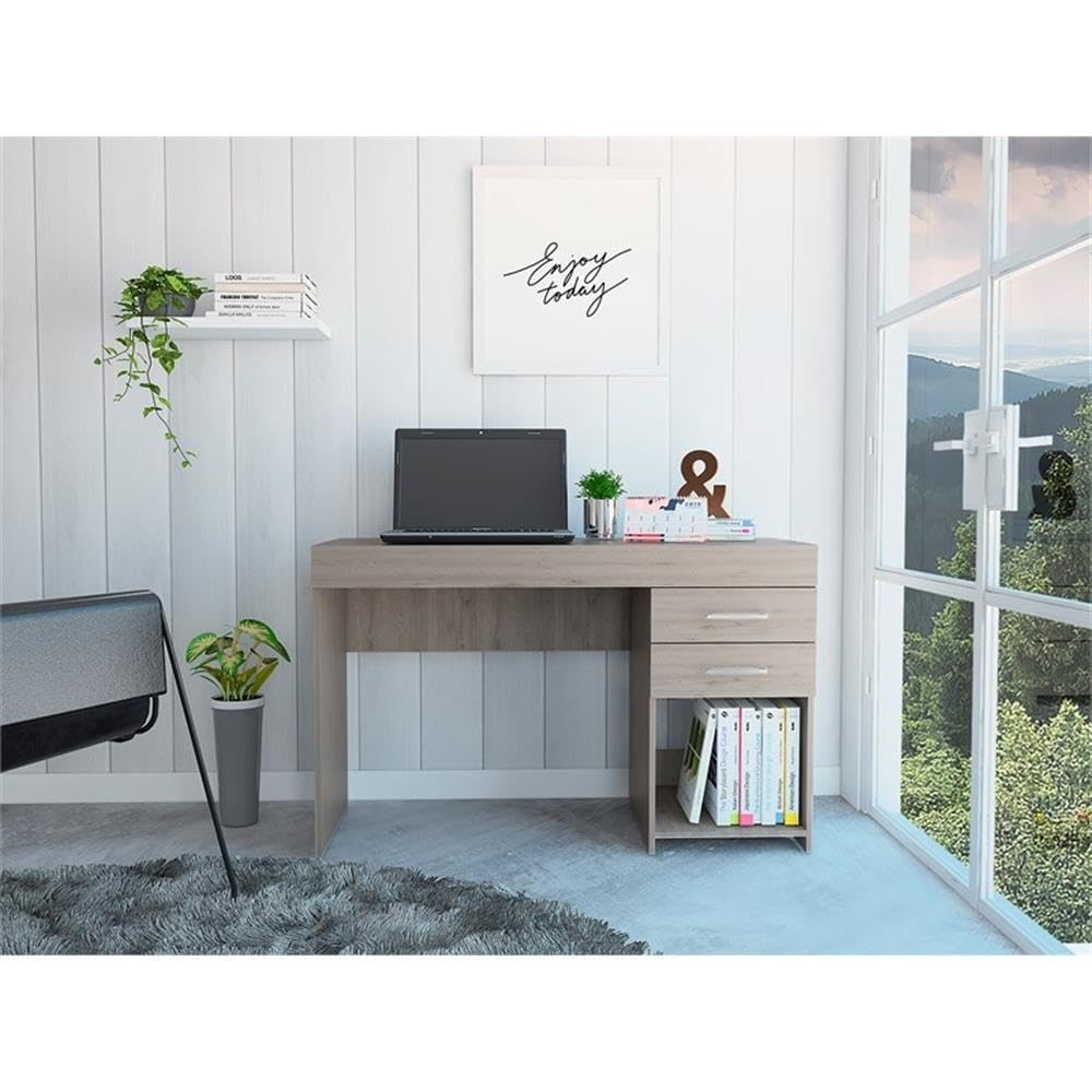 UrbanPro Modern Engineered Wood 2-Drawer Computer Desk - Home Office Workstation for Small Spaces, Gaming & Study (Espresso Finish)