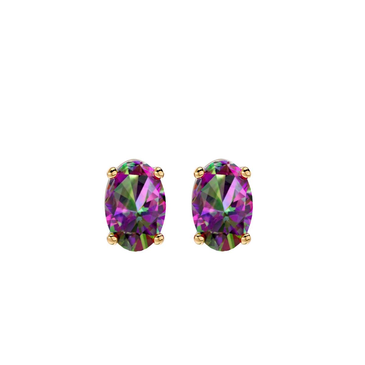 2/3 Carat Oval Stud Earrings for Women - 14k Gold Birthstone Jewelry with Push Back Setting | Elegant Gift for Anniversary, Birthday & Special Occasions | VVS Gems