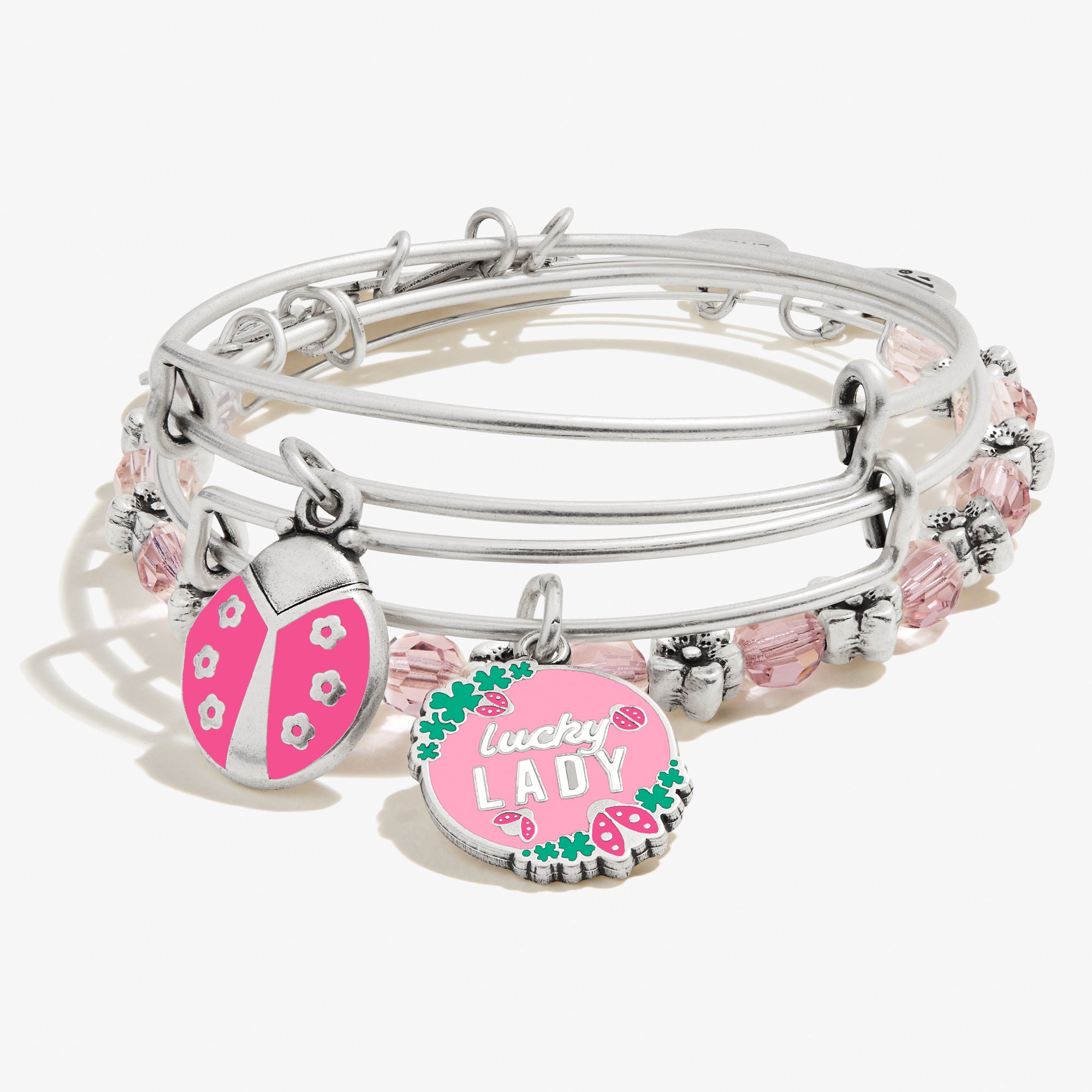 Lucky Lady Charm Bangles Set of 3 - Elegant Adjustable Bracelets for Women, Perfect for Everyday Wear, Gifts & Special Occasions