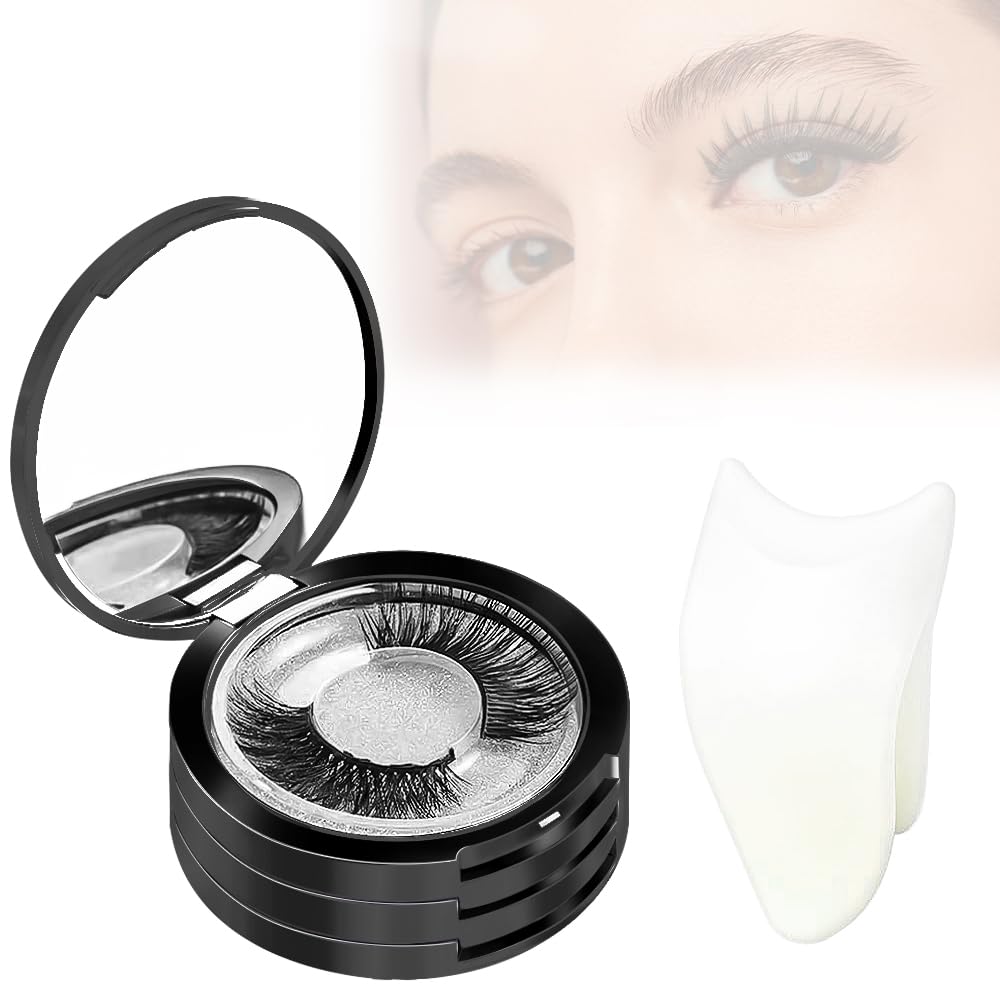 3 Layer Eyelash Storage Box with Mirror - Circle Eyelash Holder Case with Lashes Trays & Lash Clip Applicator - Portable Eye Makeup Organizer for Women & Girls - Perfect for Travel, Salon, and Home Makeup Storage