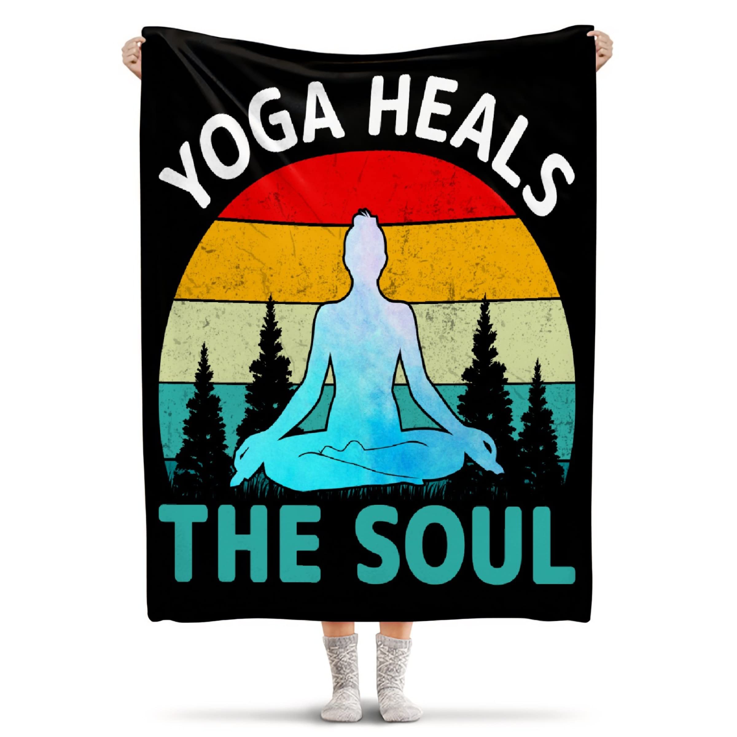 Premium Flannel Yoga Blanket - Extra Large 90x120 Inch Soft Cozy Throw for Bed, Sofa & Couch - King Size Printed Decorative Blanket for Meditation, Home Decor & Winter Warmth