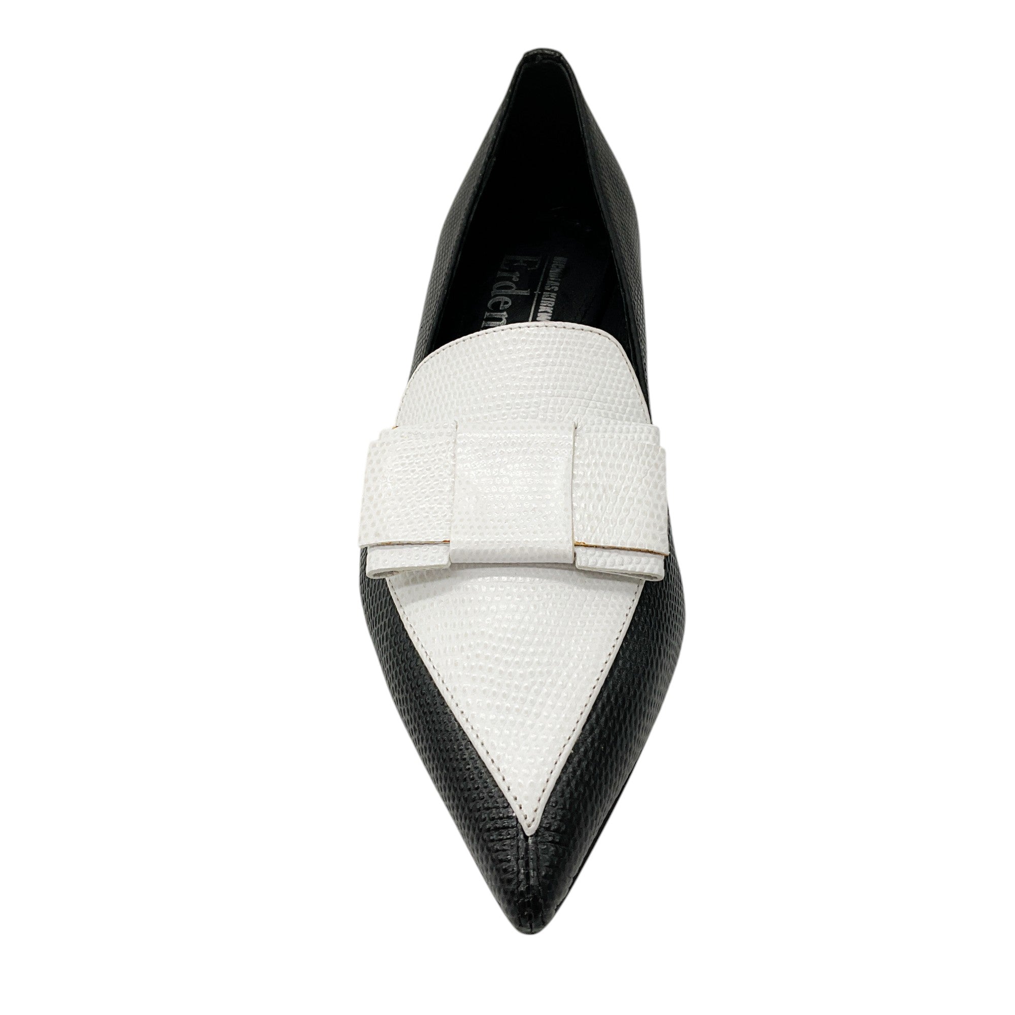 Nicholas Kirkwood x Erdem Black & White Embossed Leather Ballet Flats - Women's Fashion Shoes for Work, Party & Everyday Wear