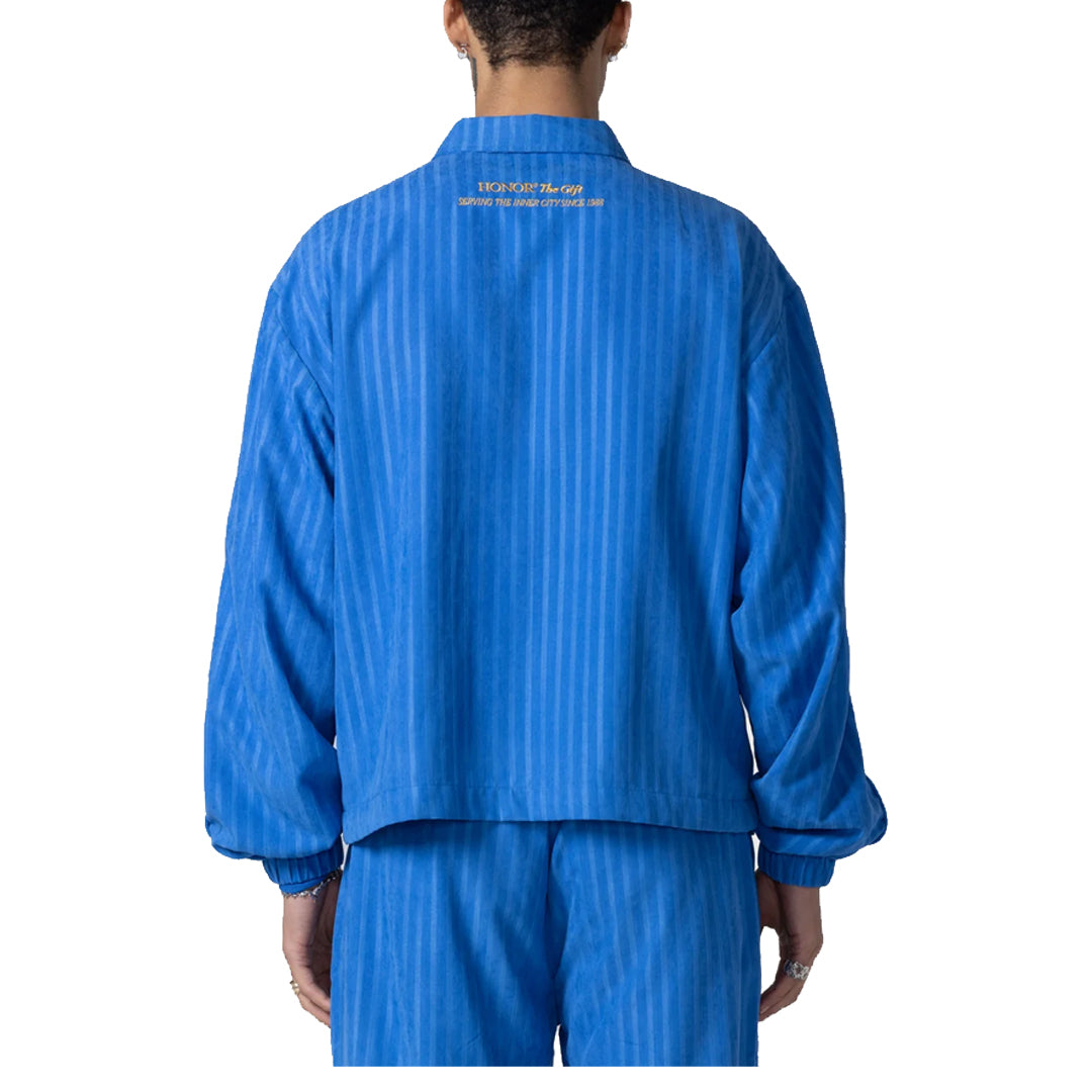 Blue Striped Anorak Jacket - Lightweight Waterproof Windbreaker for Hiking, Camping & Outdoor Adventures