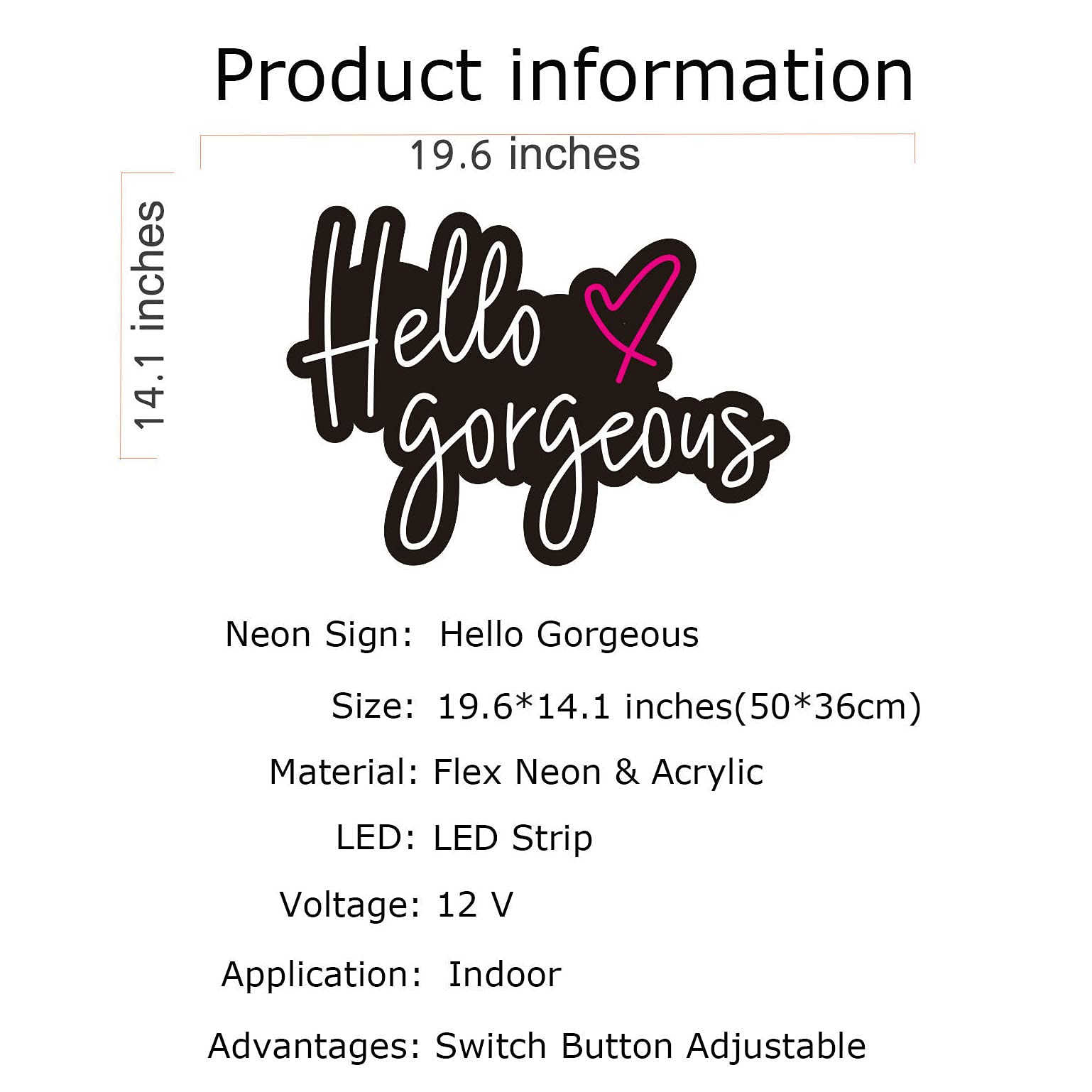 Hello Gorgeous Neon Sign Light - Custom Wall Art Decor for Home, Bar, Pub & Club | Unique Gift for Christmas & Parties | Perfect for Bedroom, Living Room & Rave Decorations