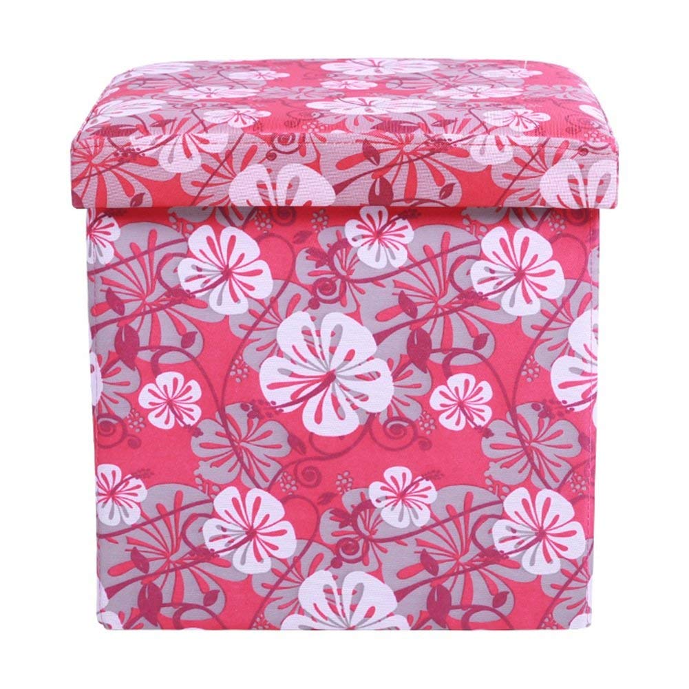 NC Storage Ottoman Bench with Oxford Cloth Flower Pattern - Multi-Purpose Shoe Stool for Entryway, Living Room, Bedroom & Dressing Table - Perfect for Homes, Shopping Malls & Shoe Stores (Style-5)