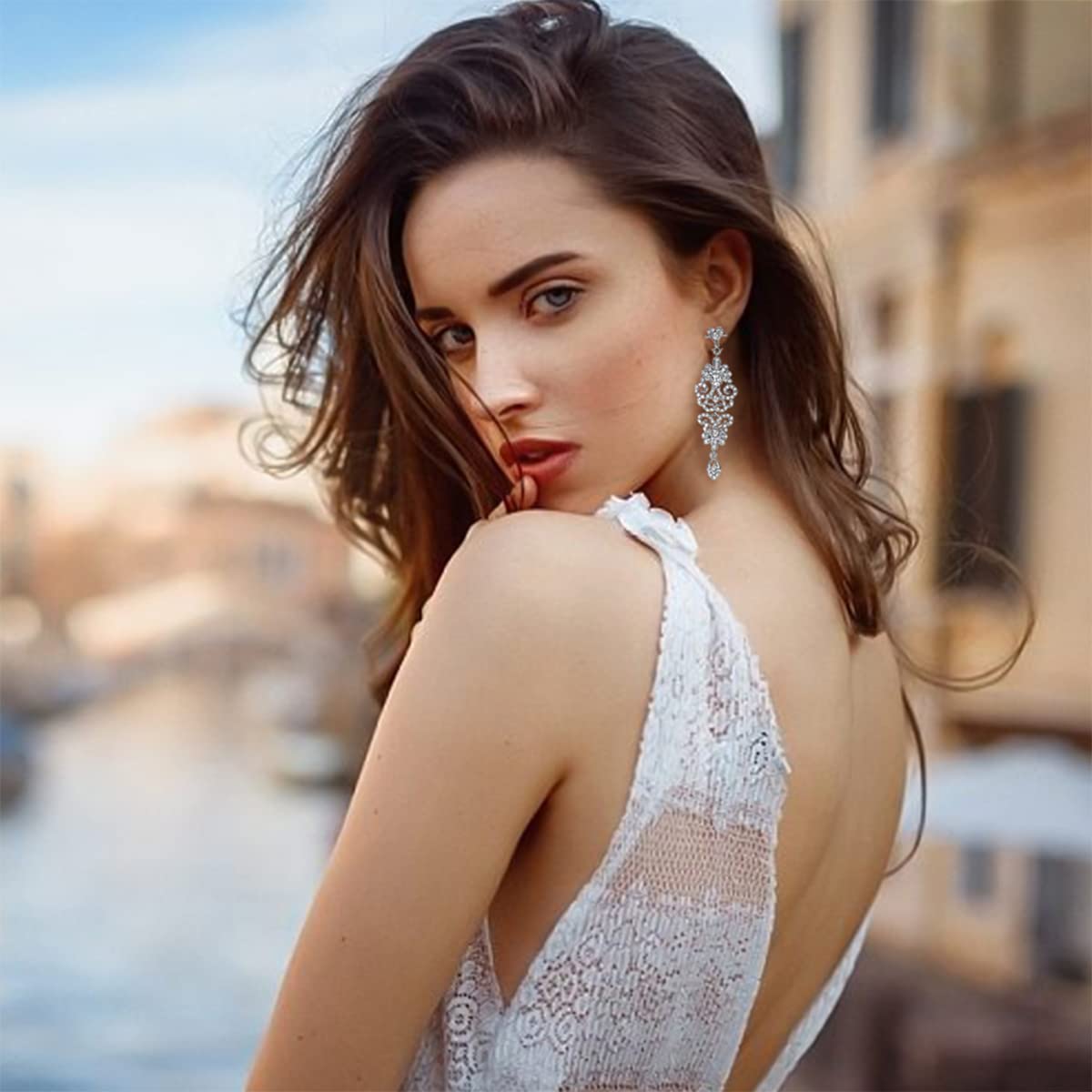 Mecresh Gold & Silver Rhinestone Chandelier Wedding Earrings – Elegant Bridal Dangle Earrings for Bride, Bridesmaid, Prom, Party & Special Occasions