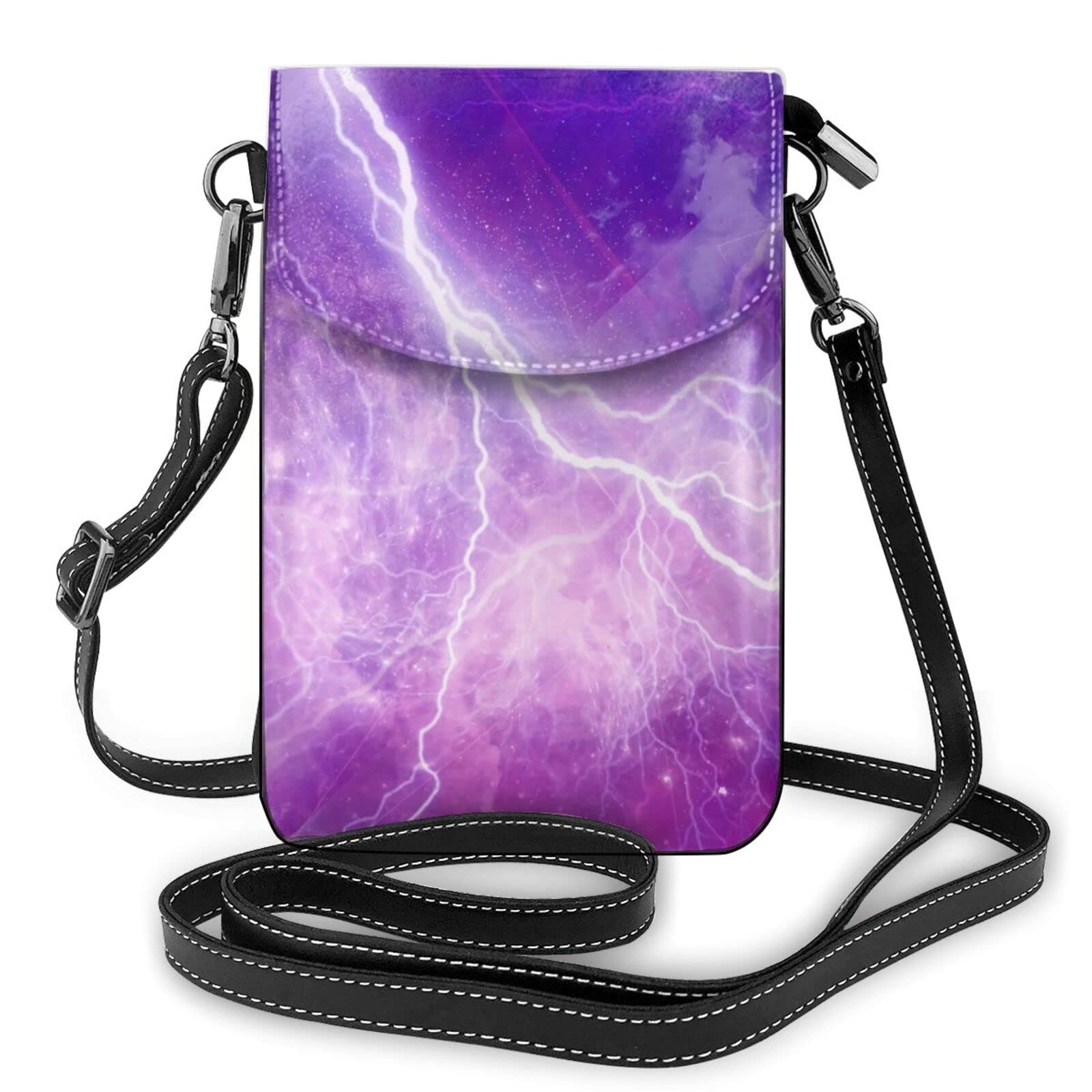 Stylish Purple Lightning Texture PU Crossbody Phone Purse for Women - Small Shoulder Bag with Wallet Compartment | Perfect for Daily Use, Travel & Shopping